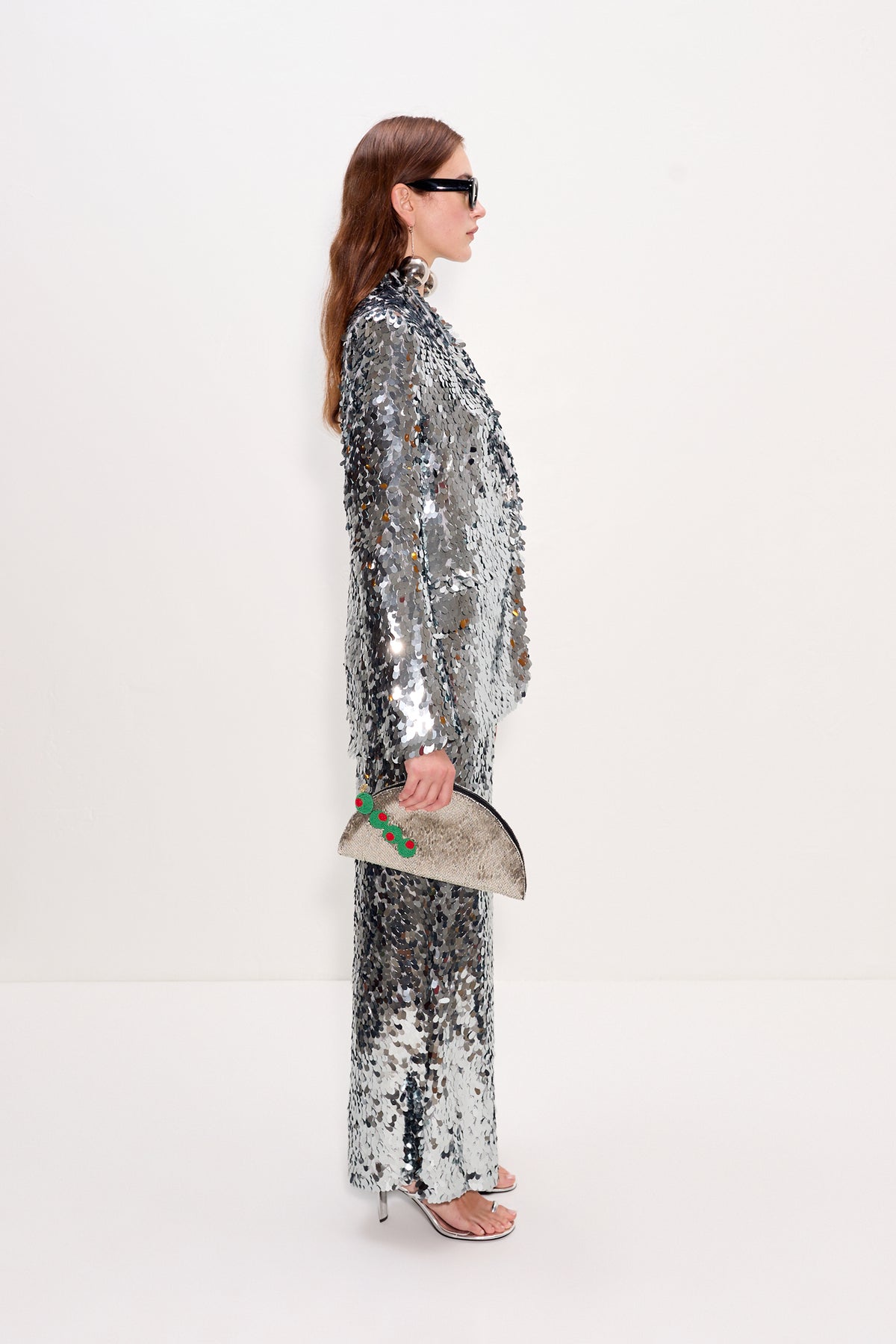 Leon Sequin Blazer In Satellite Silver