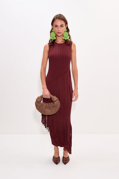 knitted dress brown SIMONMILLER Spiral Knit in Choco S / Choco Brown Collection-All-Spring Aniyah Layered Halter Mini and elastane hat:none