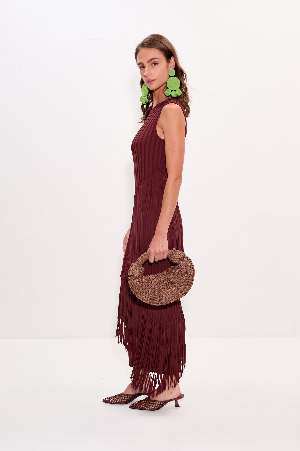 Spiral Knit Dress in Choco Brown