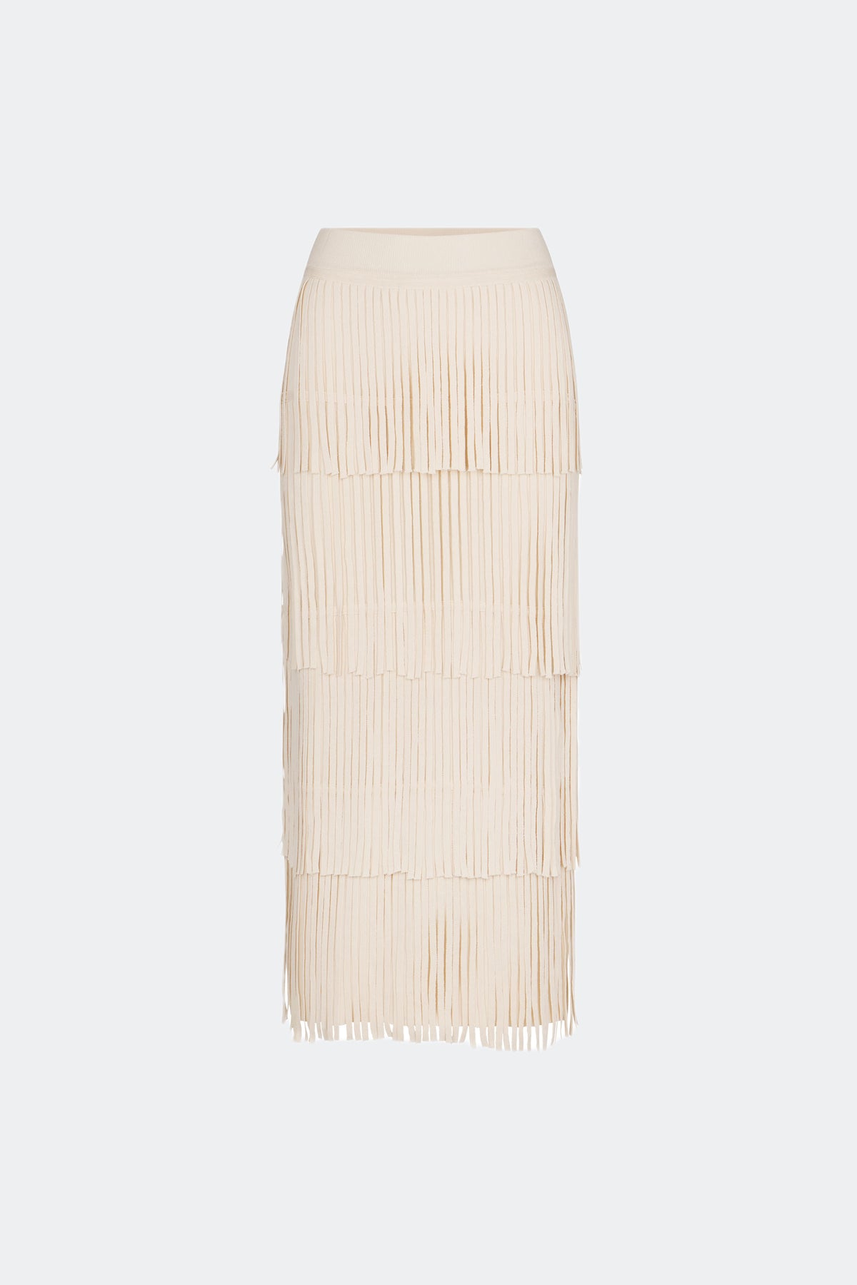 Za Za Knit Fringe Skirt in Ivory