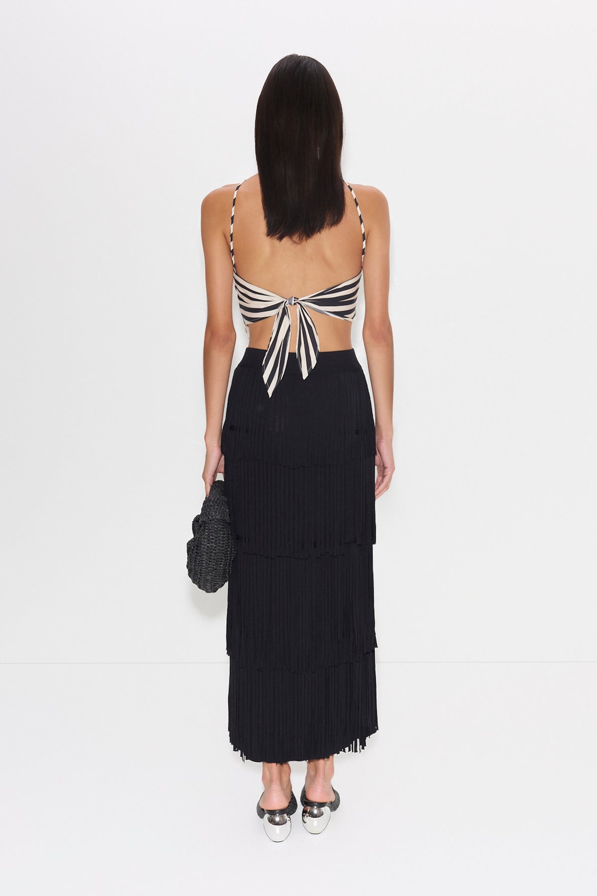 Za Za Knit Fringe Skirt in Black