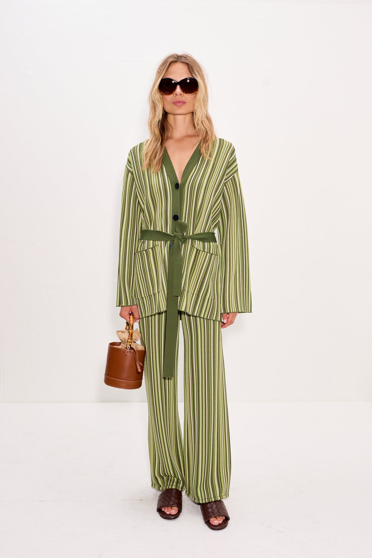 Max Belted Cardigan In Landscape Multi Stripe