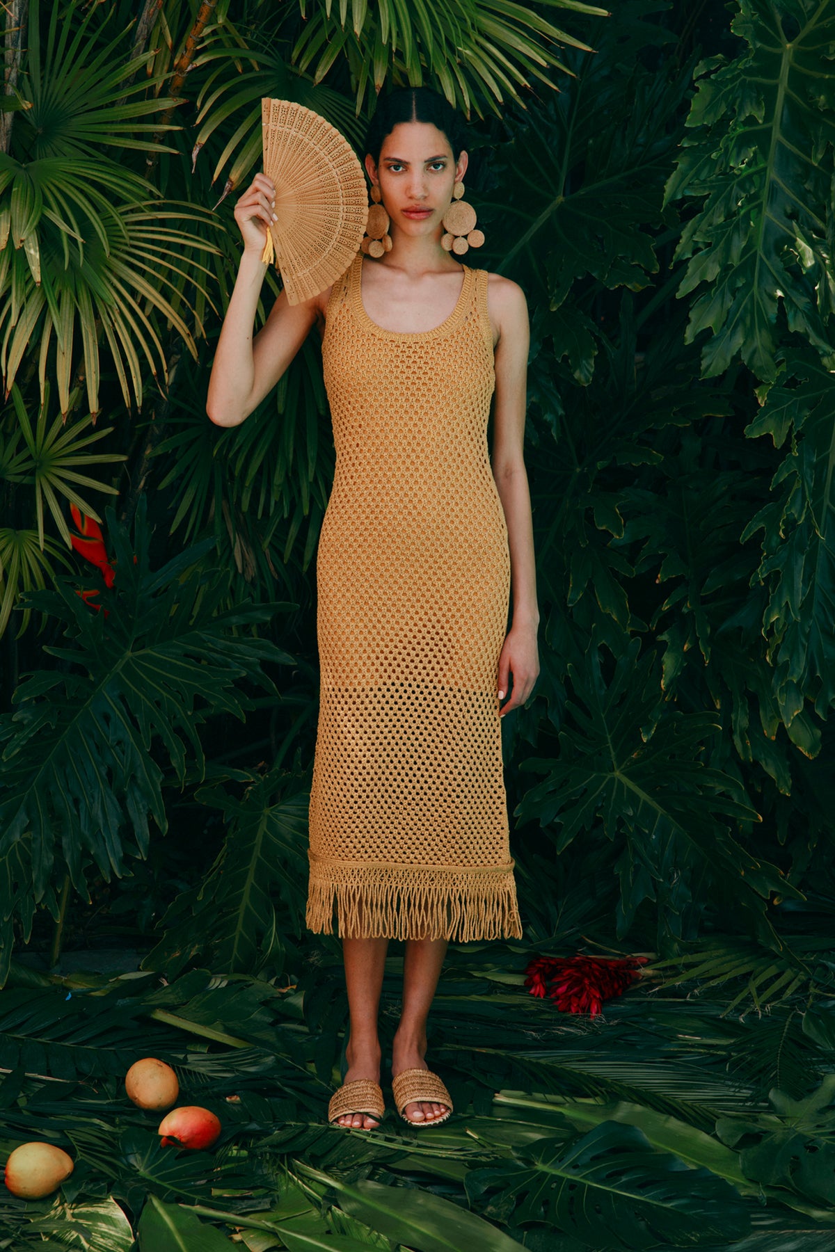 Roca Crochet Dress In Star Gold