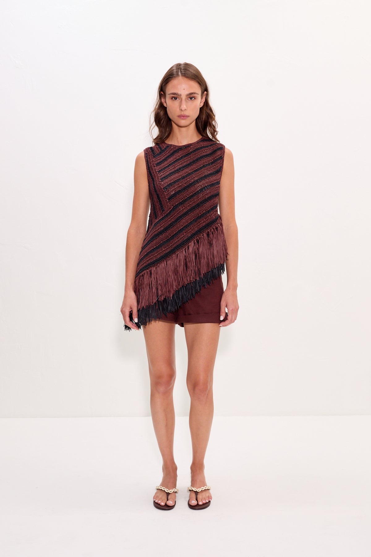 Beja Crochet Top in Choco Brown/Black Combo