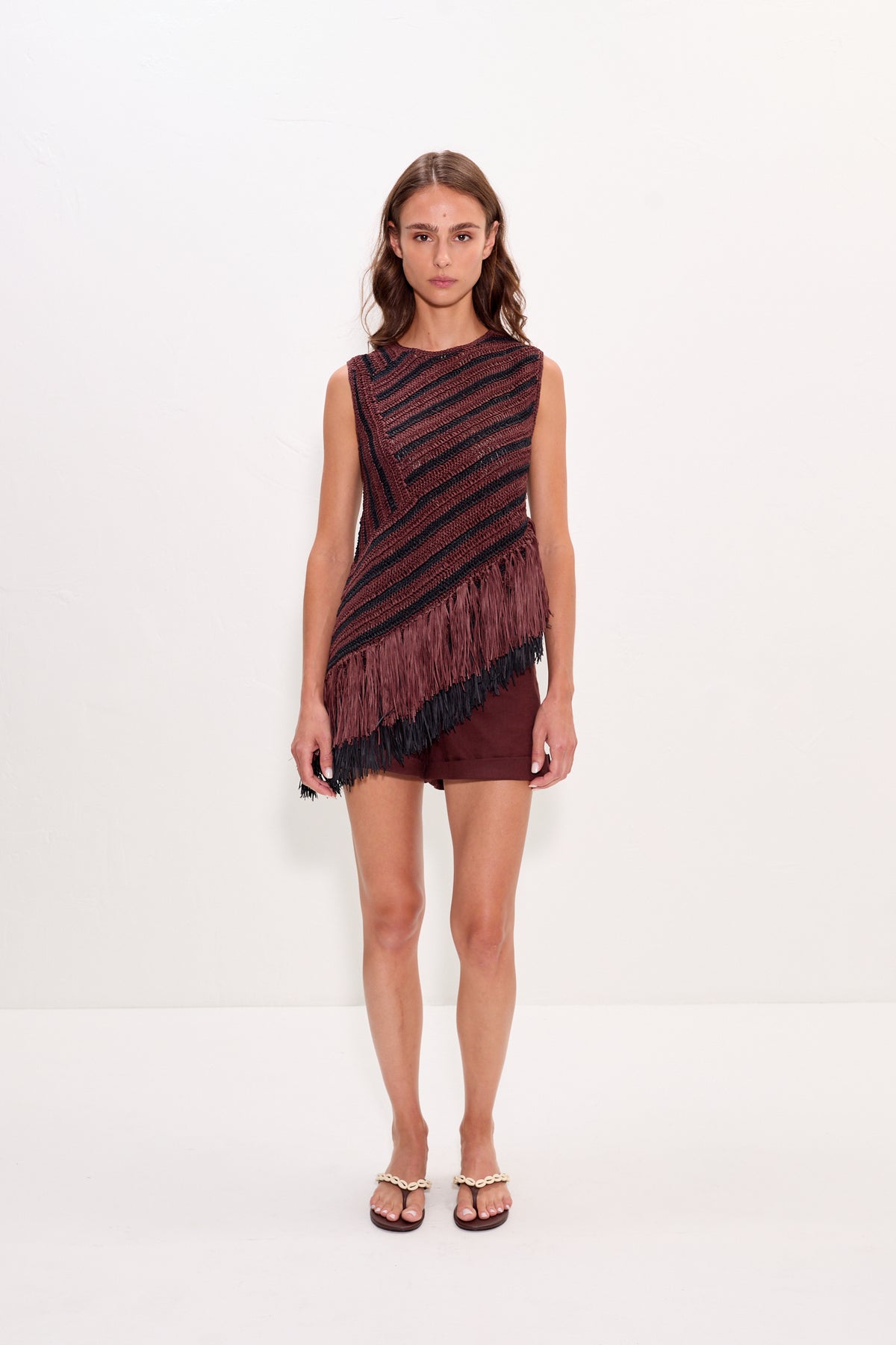 Beja Crochet Top in Choco Brown/Black Combo