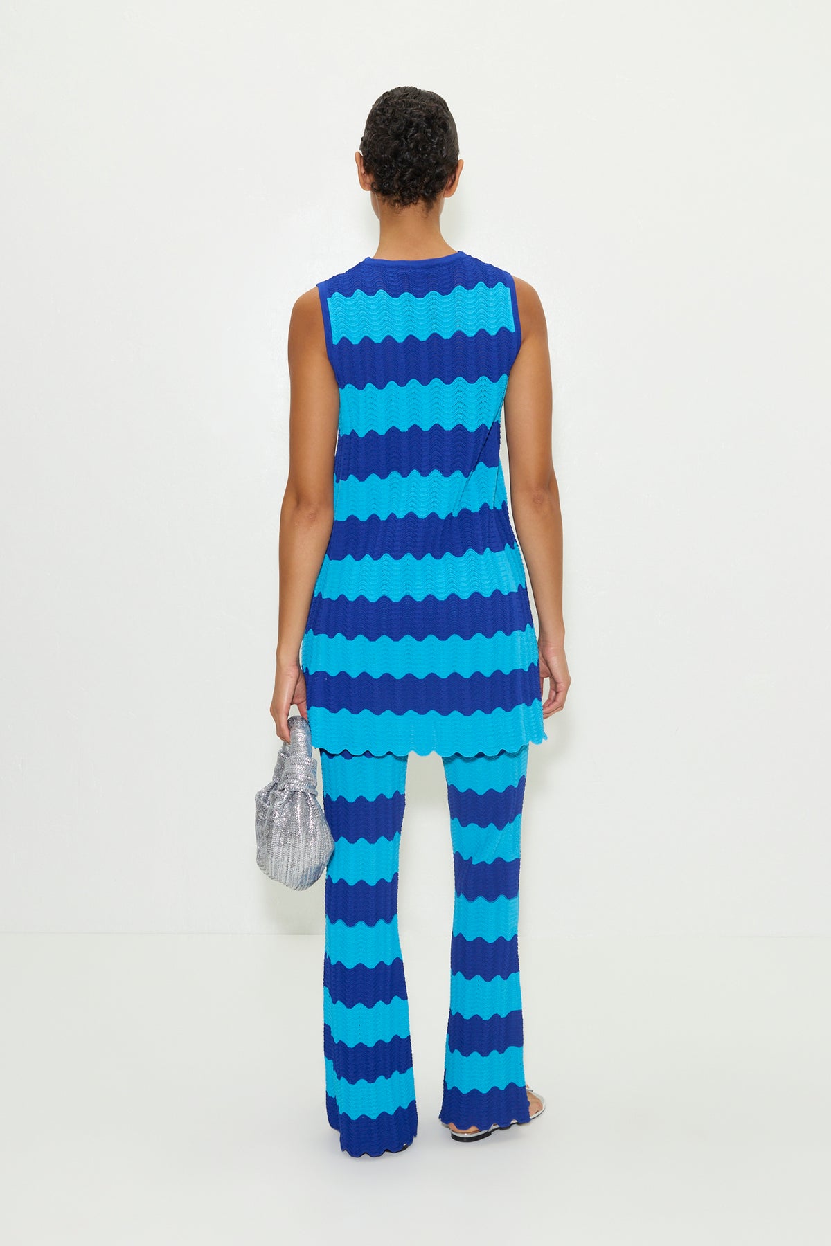 Moji Knit Mini Dress in Blue Tontal Wave Stripe
