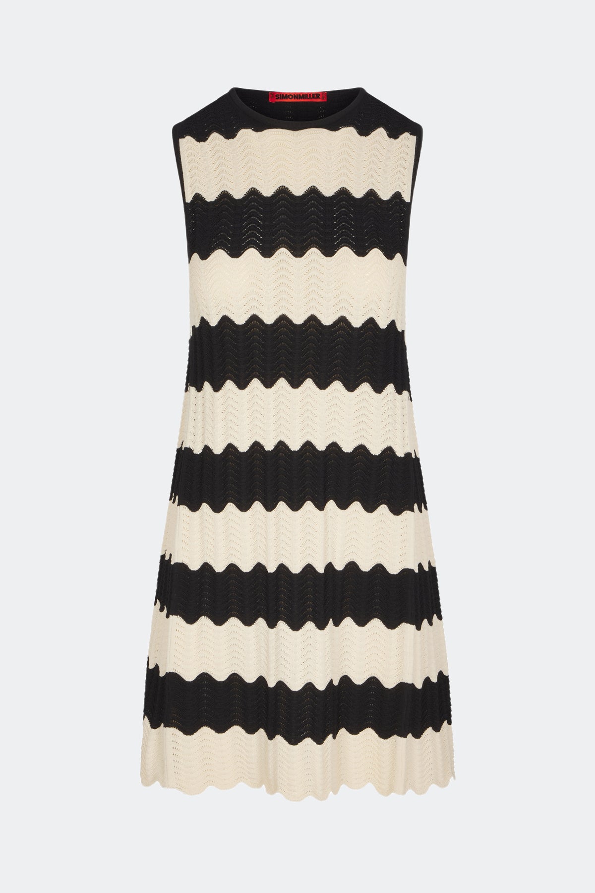 Moji Knit Mini Dress in Black/Macadamia Wave Stripe