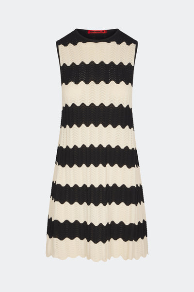 Moji Knit Mini Dress in Black/Macadamia Wave Stripe | SIMONMILLER