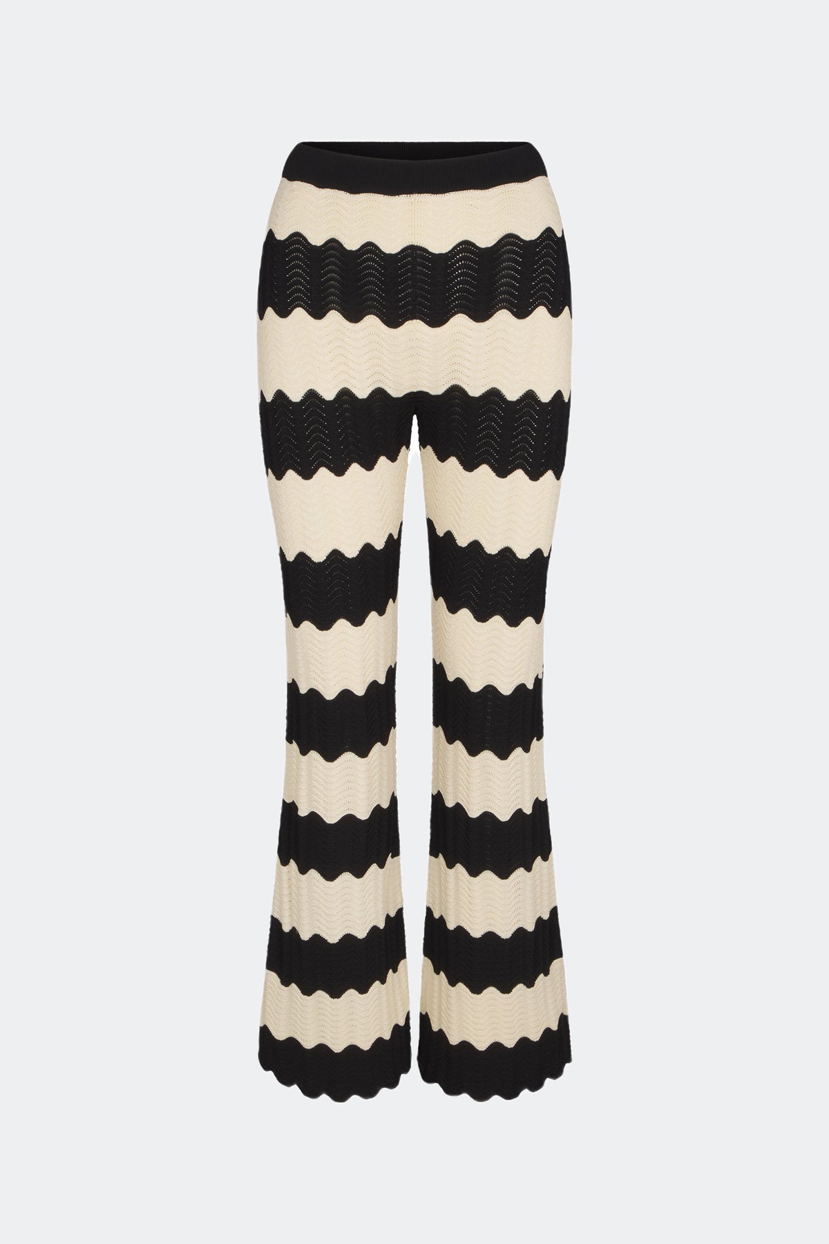 Moji Knit Pant in Black/Macadamia Wave Stripe