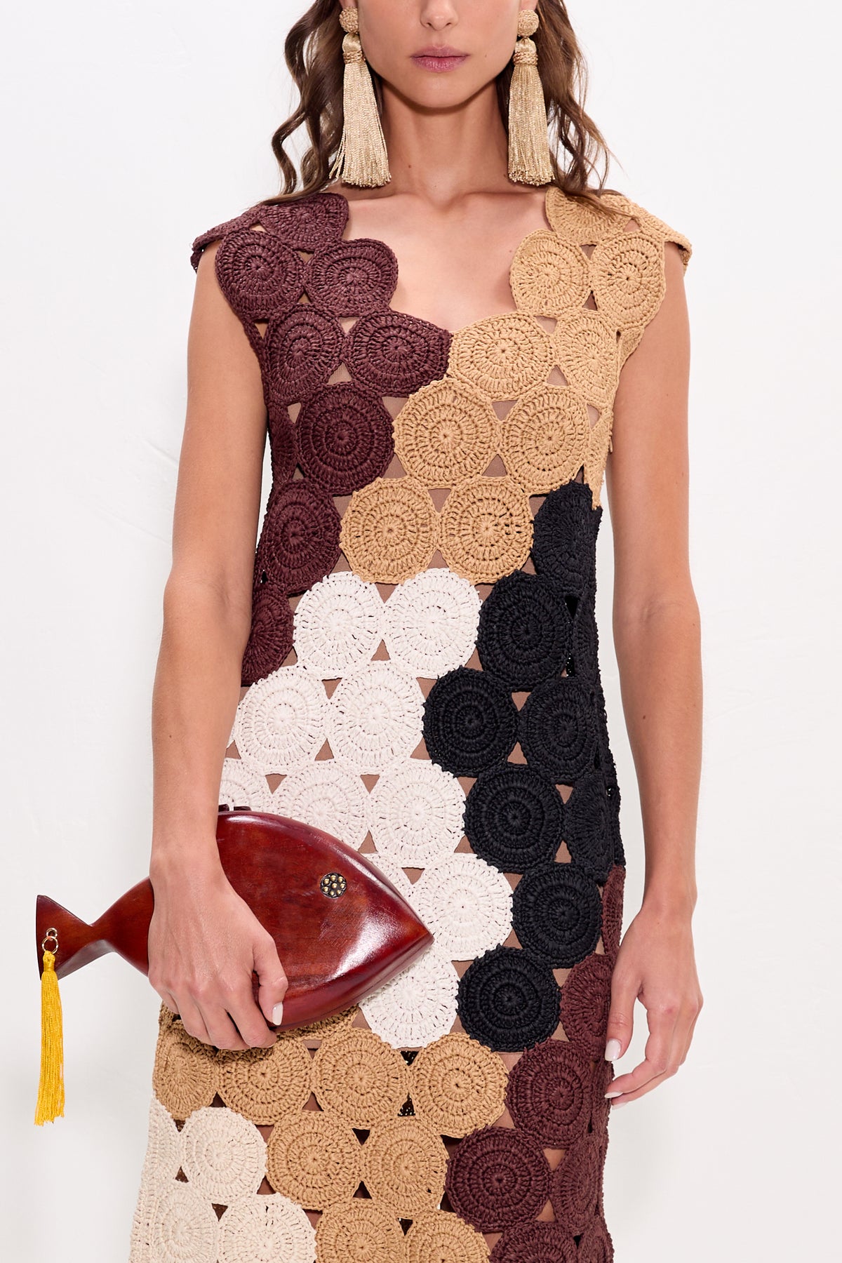 Muro Crochet Dress in Earth Tone Combo