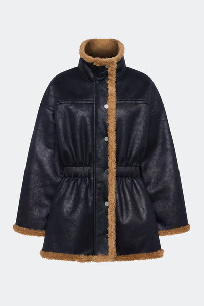 50着限定　fuga Mouton leather fur jacket 00 Vintage 1950s Mouton Shearling Faux Fur Coat Jacket Deep Brown