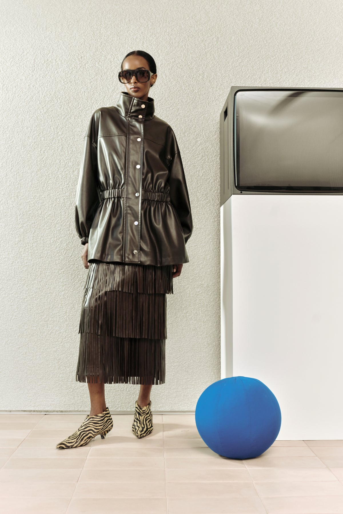 Yara Vegan Leather Jacket In Dark Choco Brown