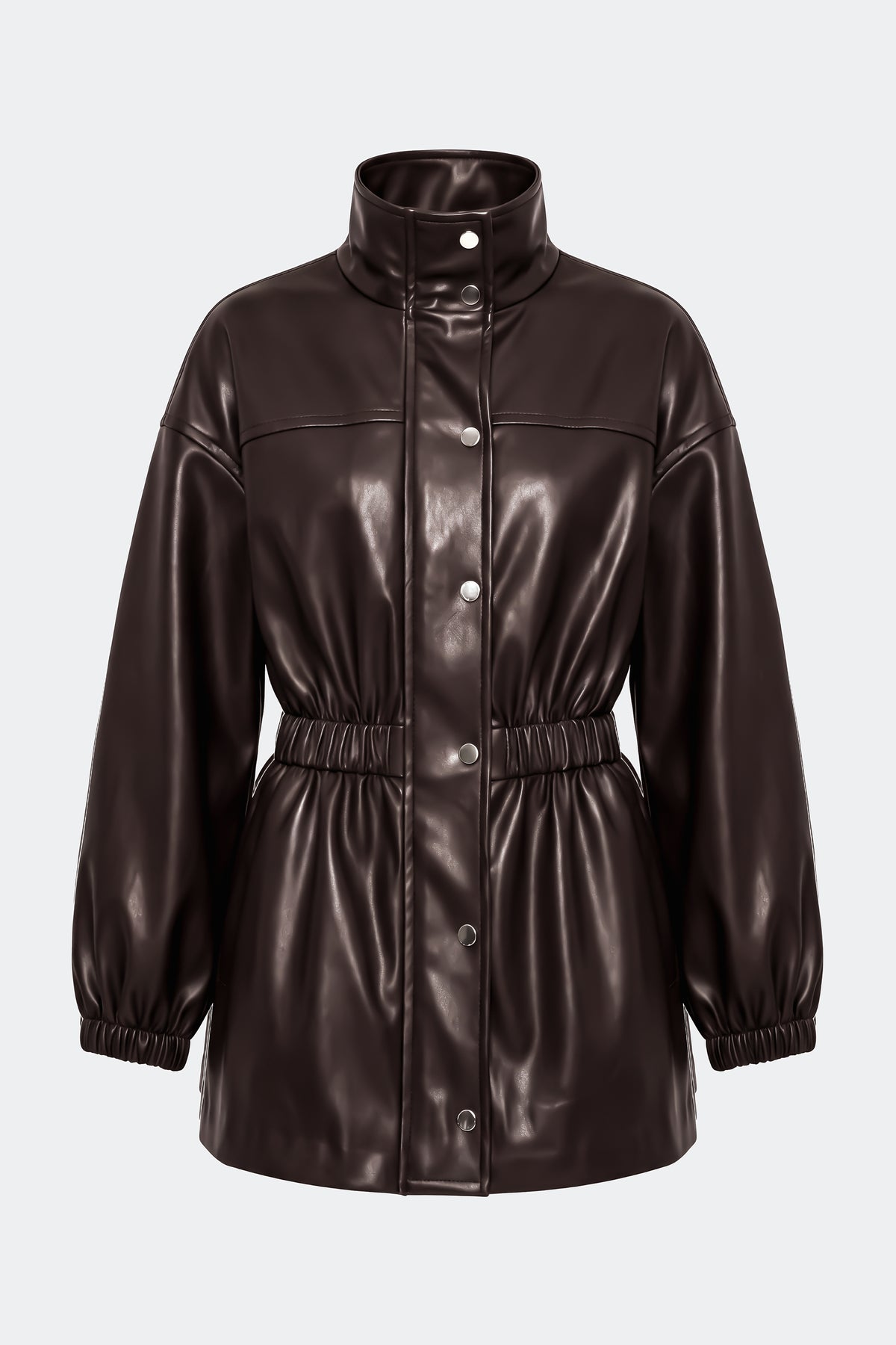 Yara Vegan Leather Jacket In Dark Choco Brown