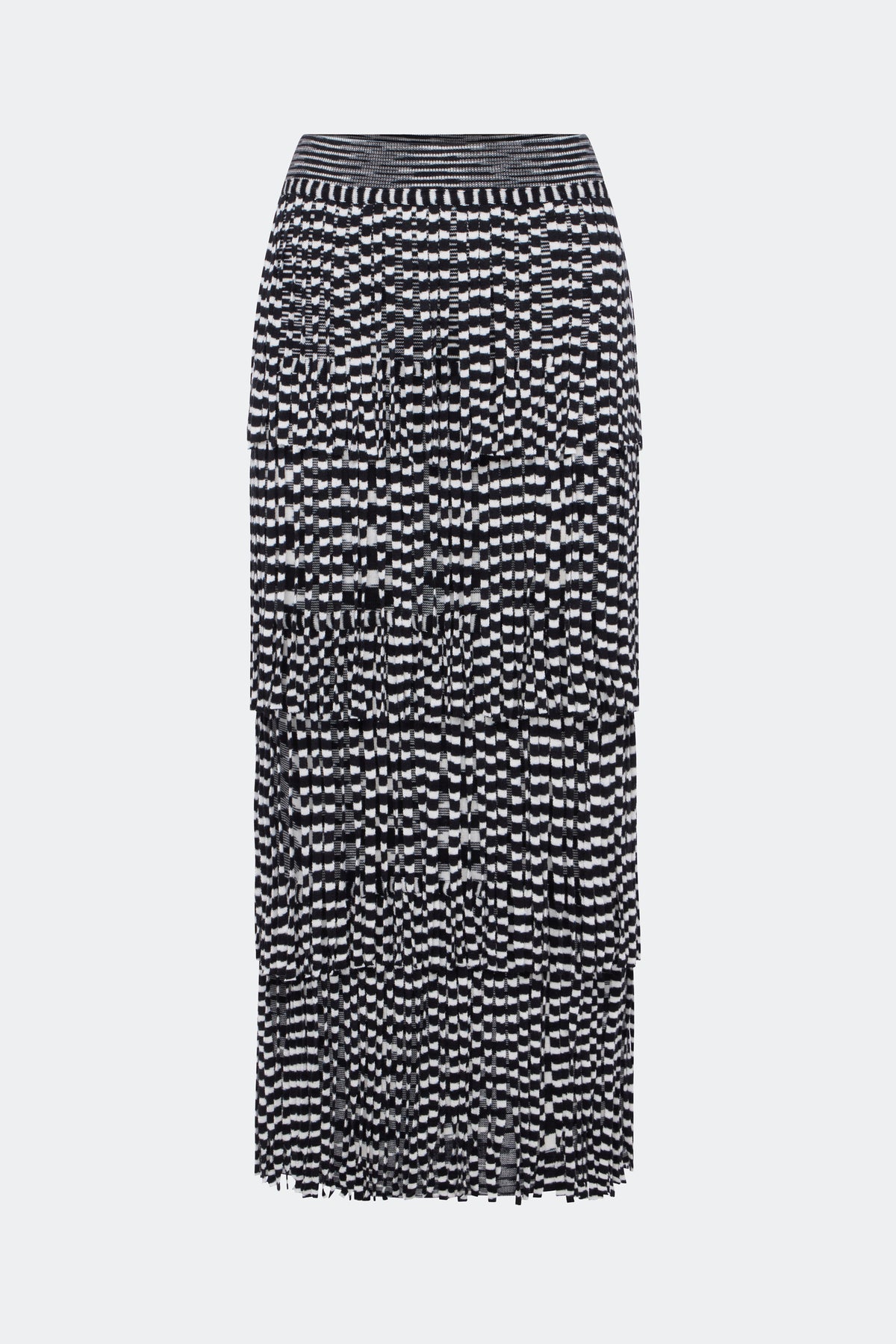 Za Za Knit Fringe Skirt In Black/White Space Dye