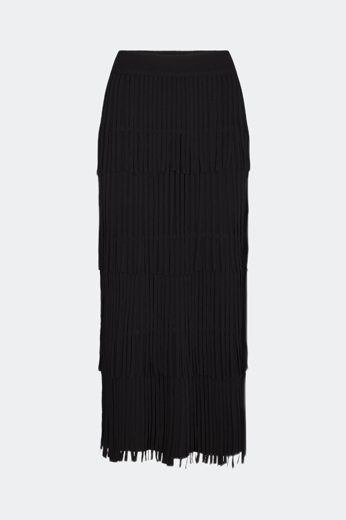 Za Za Knit Fringe Skirt In Black