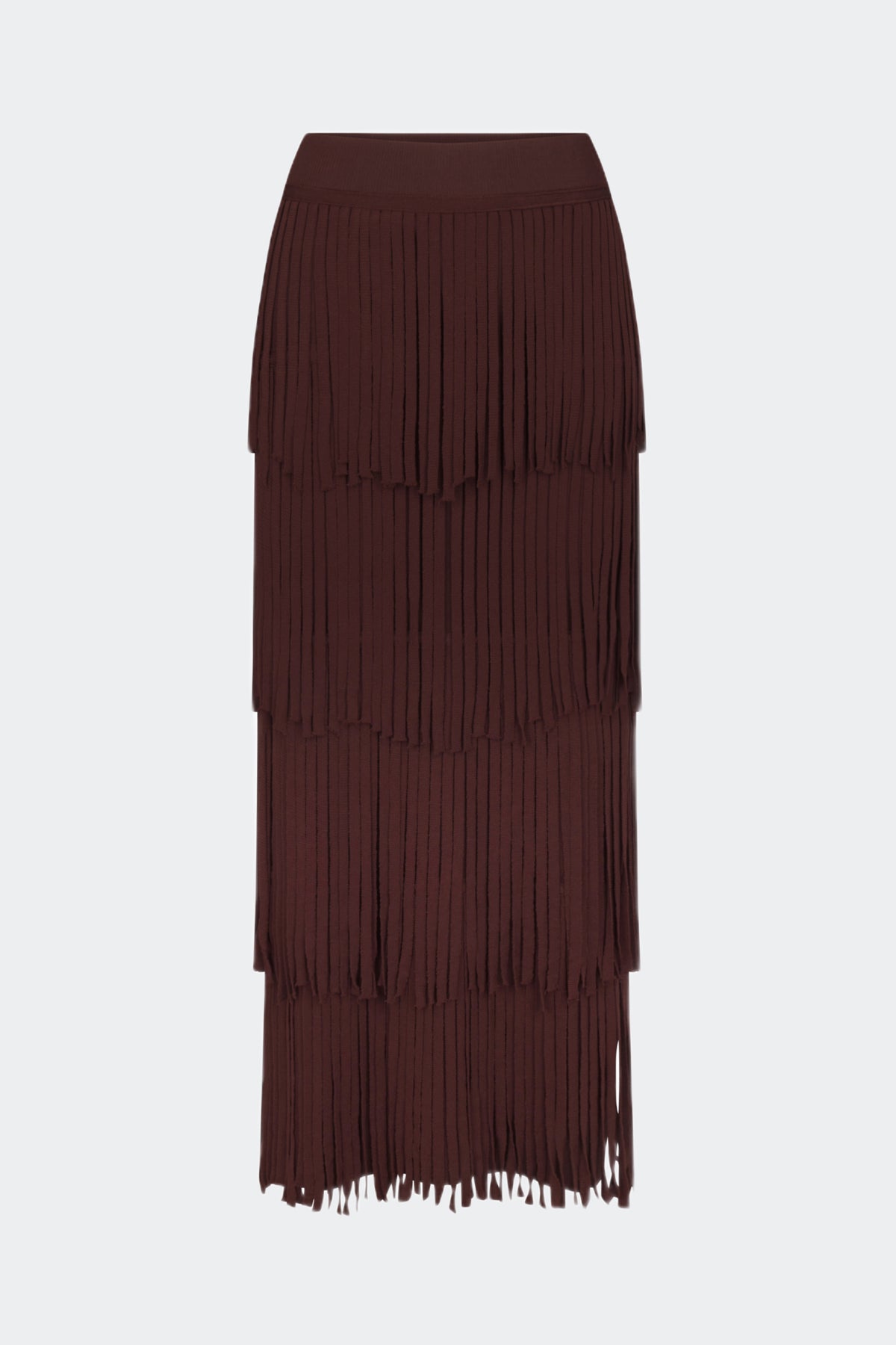 Za Za Knit Fringe Skirt In Choco Brown