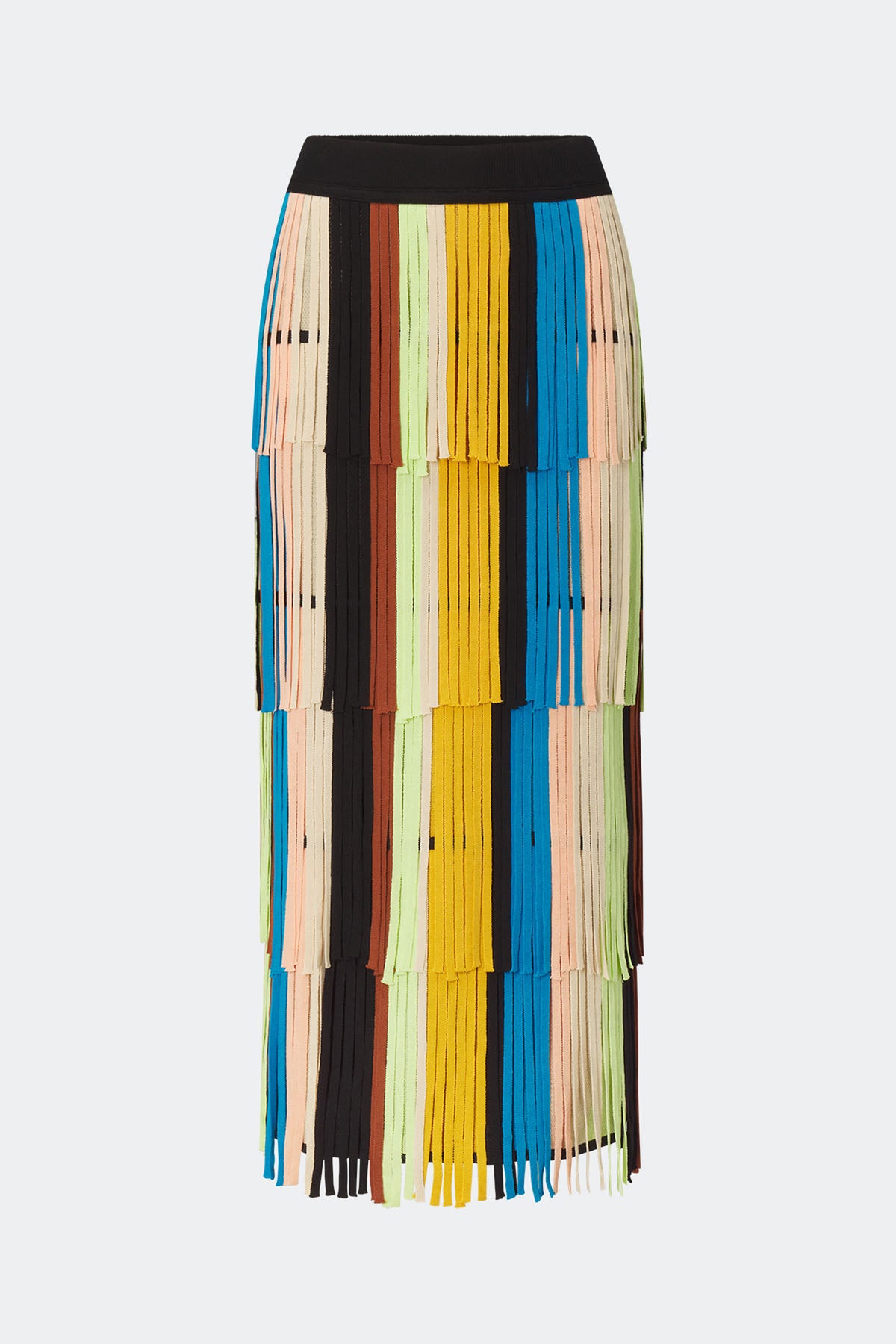 Za Za Knit Fringe Skirt In Ocean Stripe