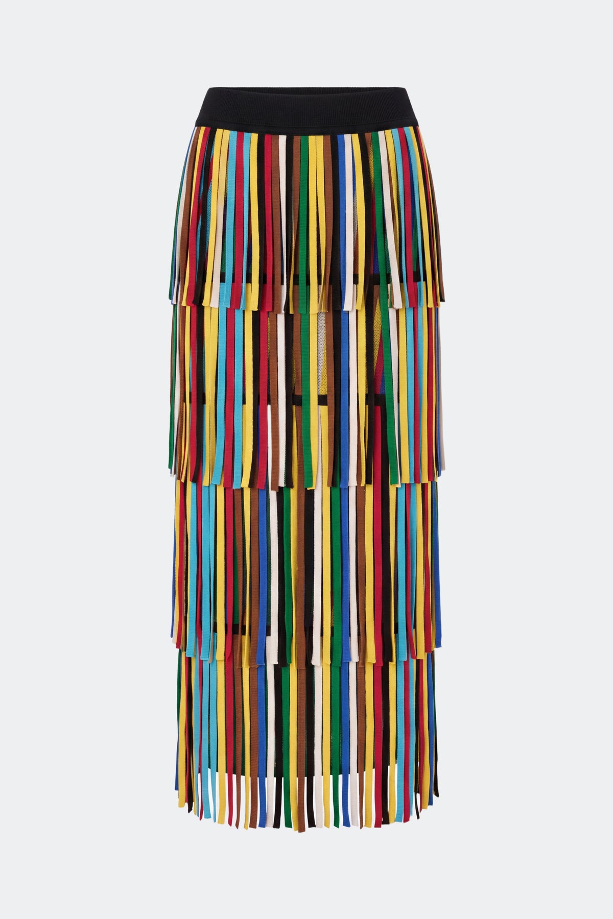 Za Za Knit Fringe Skirt In Primary Stripe