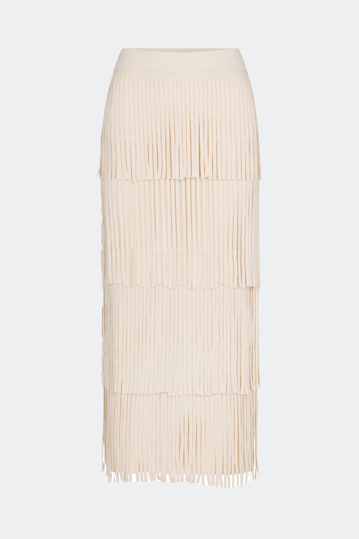 Za Za Knit Fringe Skirt in Ivory