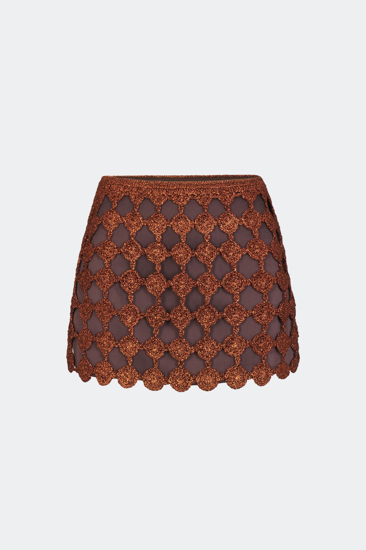Zera Crochet Mini Skirt In Copper/Choco Brown