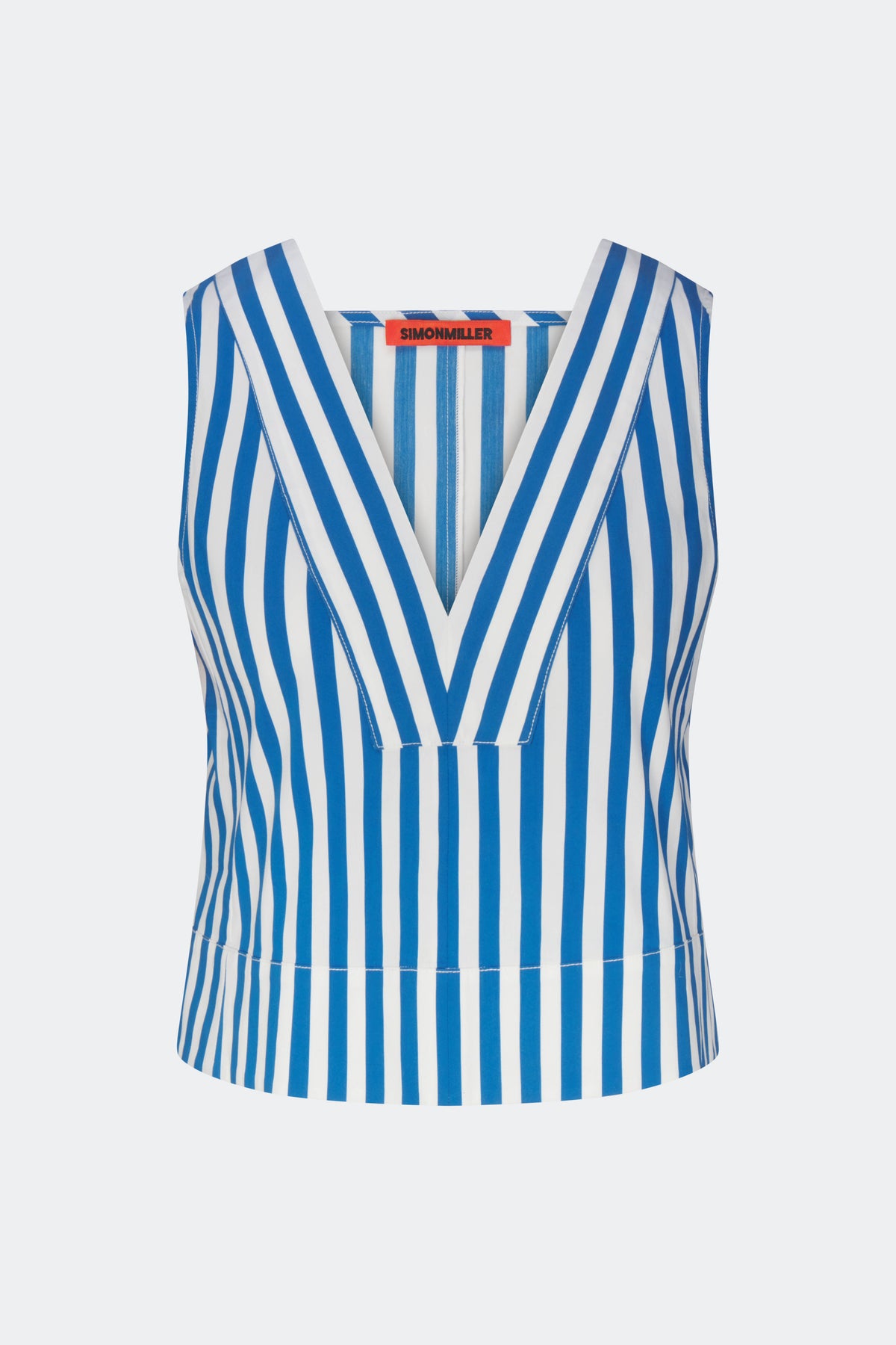Arro Sleeveless Poplin Top in Blue Stripe