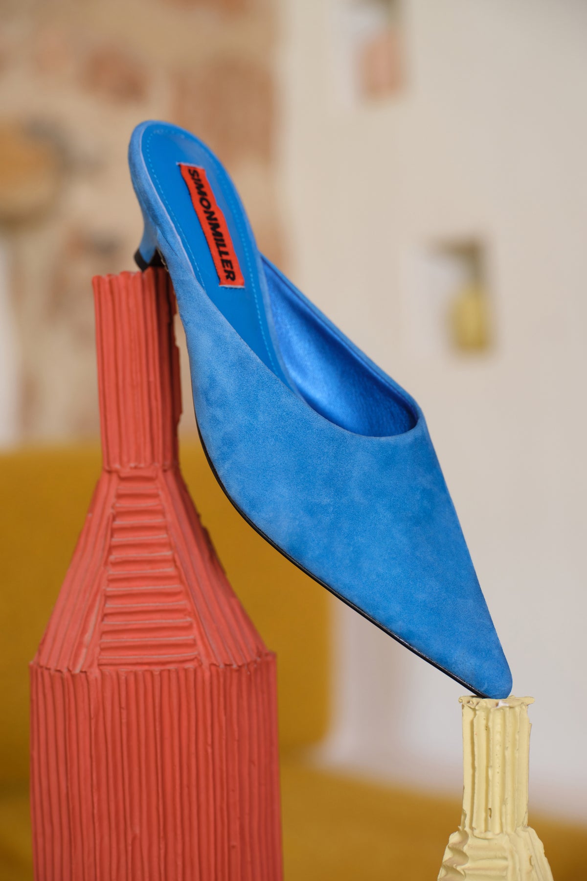 Suede Arrow Mule In Aqua Blue