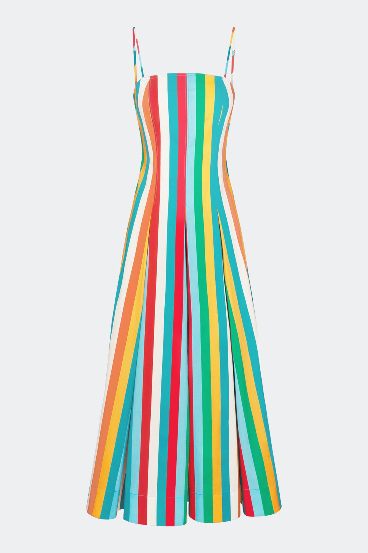Astrid Poplin Dress In Vibrant Multi Stripe