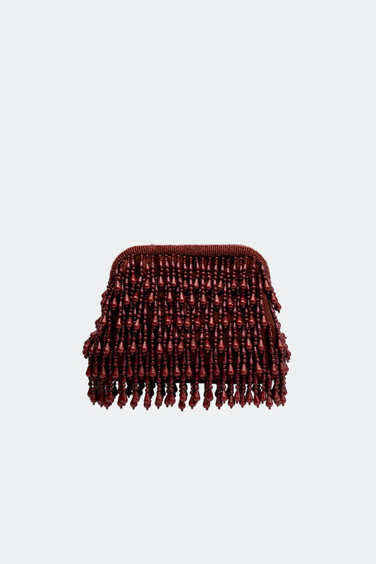 Beaded Drop Clutch In Chocolate
