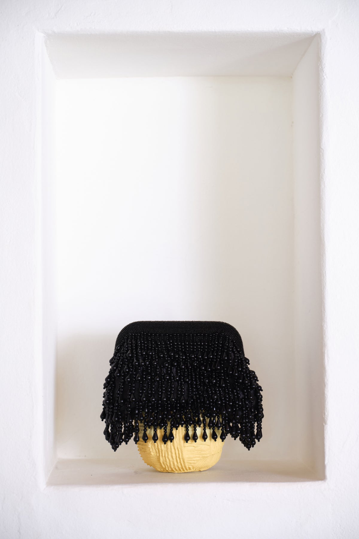 Beaded Drop Clutch In Black