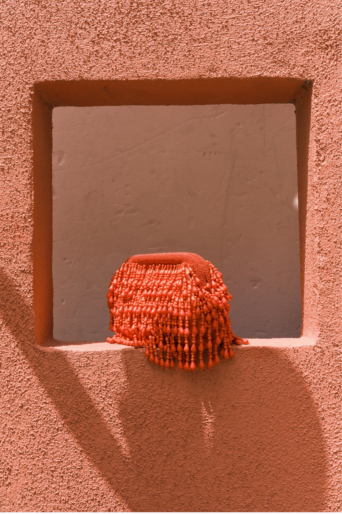 Beaded Drop Clutch In Orange