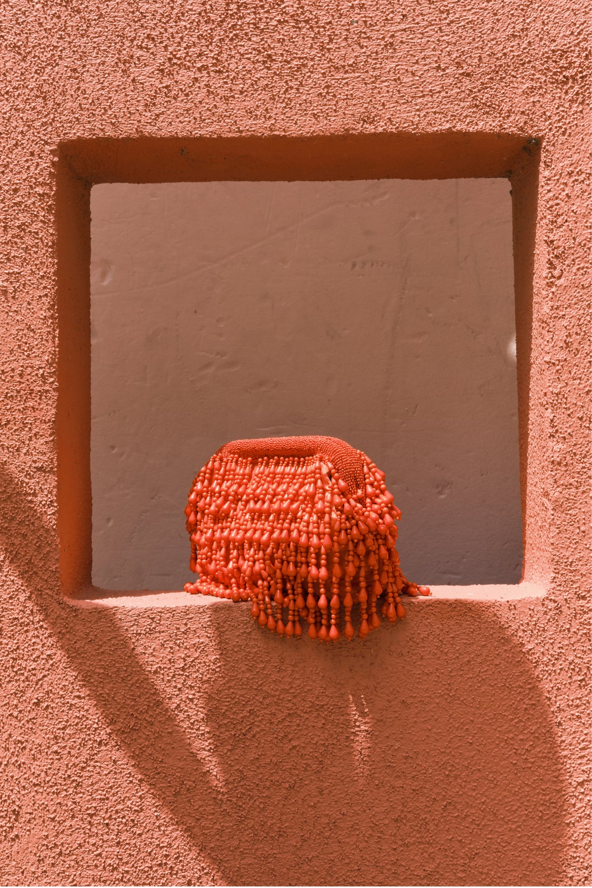 Beaded Drop Clutch In Orange