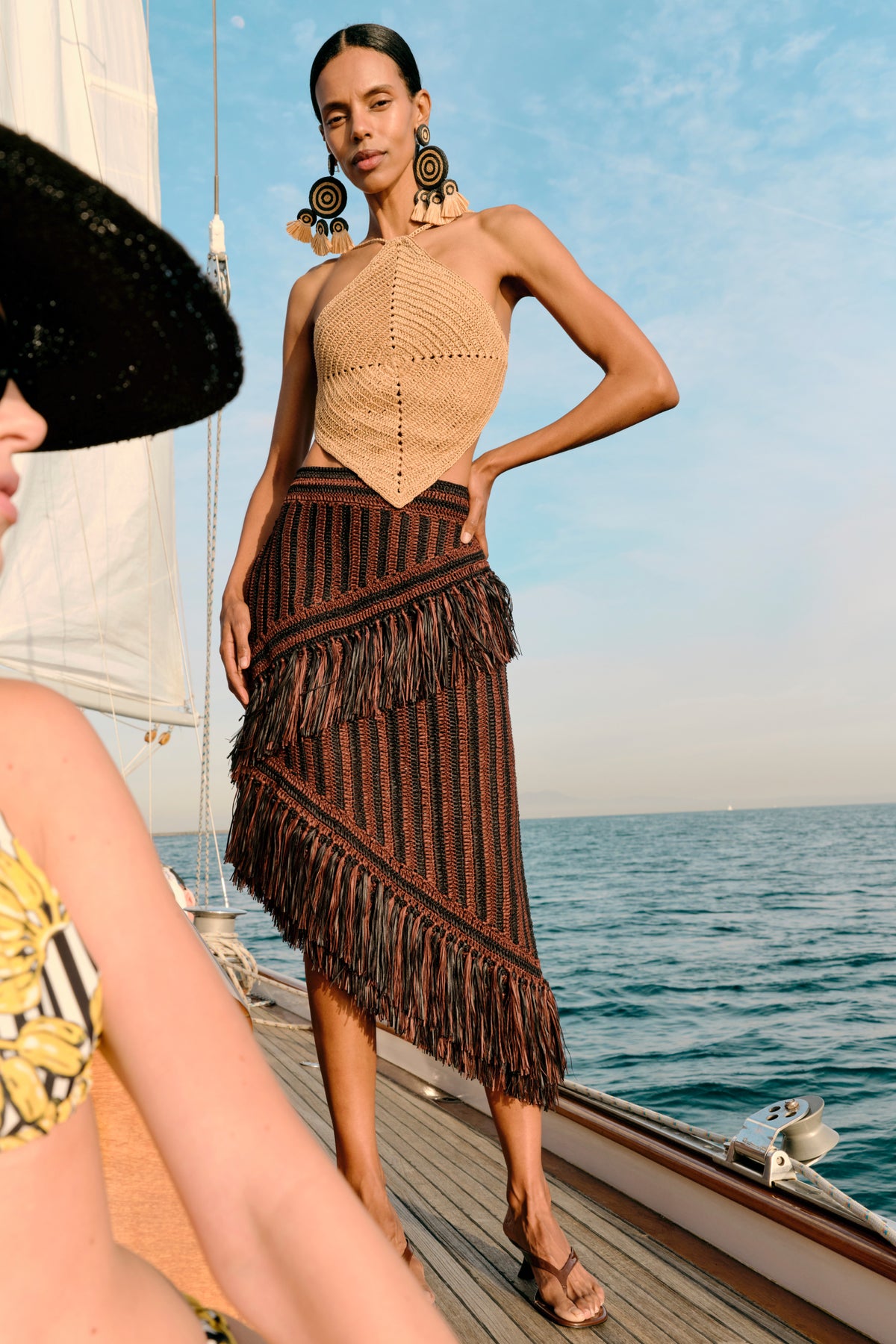 Beja Midi Skirt in Choco Brown/Black Combo