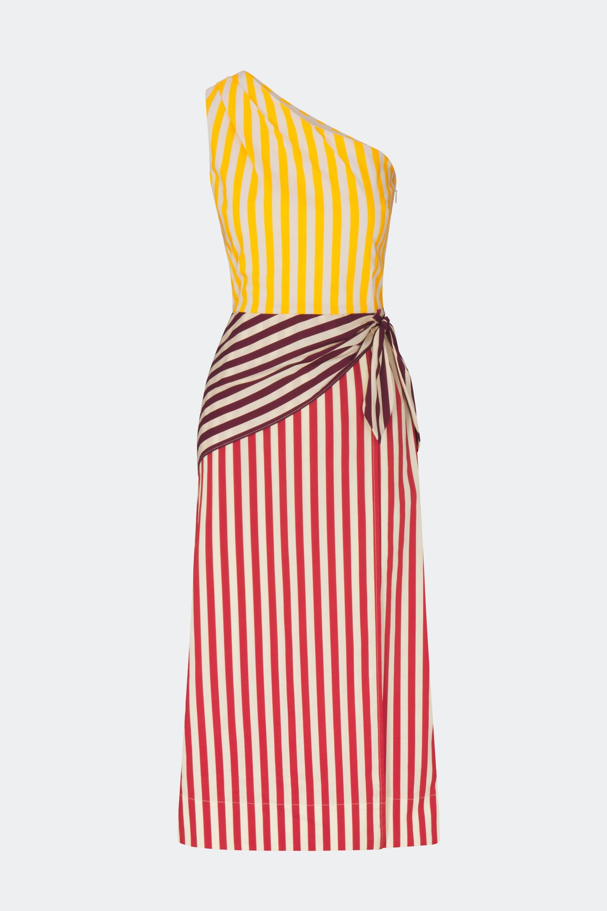 Belem Poplin Midi Dress in Red Stripe Combo