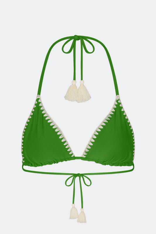 Bwai Embroidered Bikini Top In Grass Green