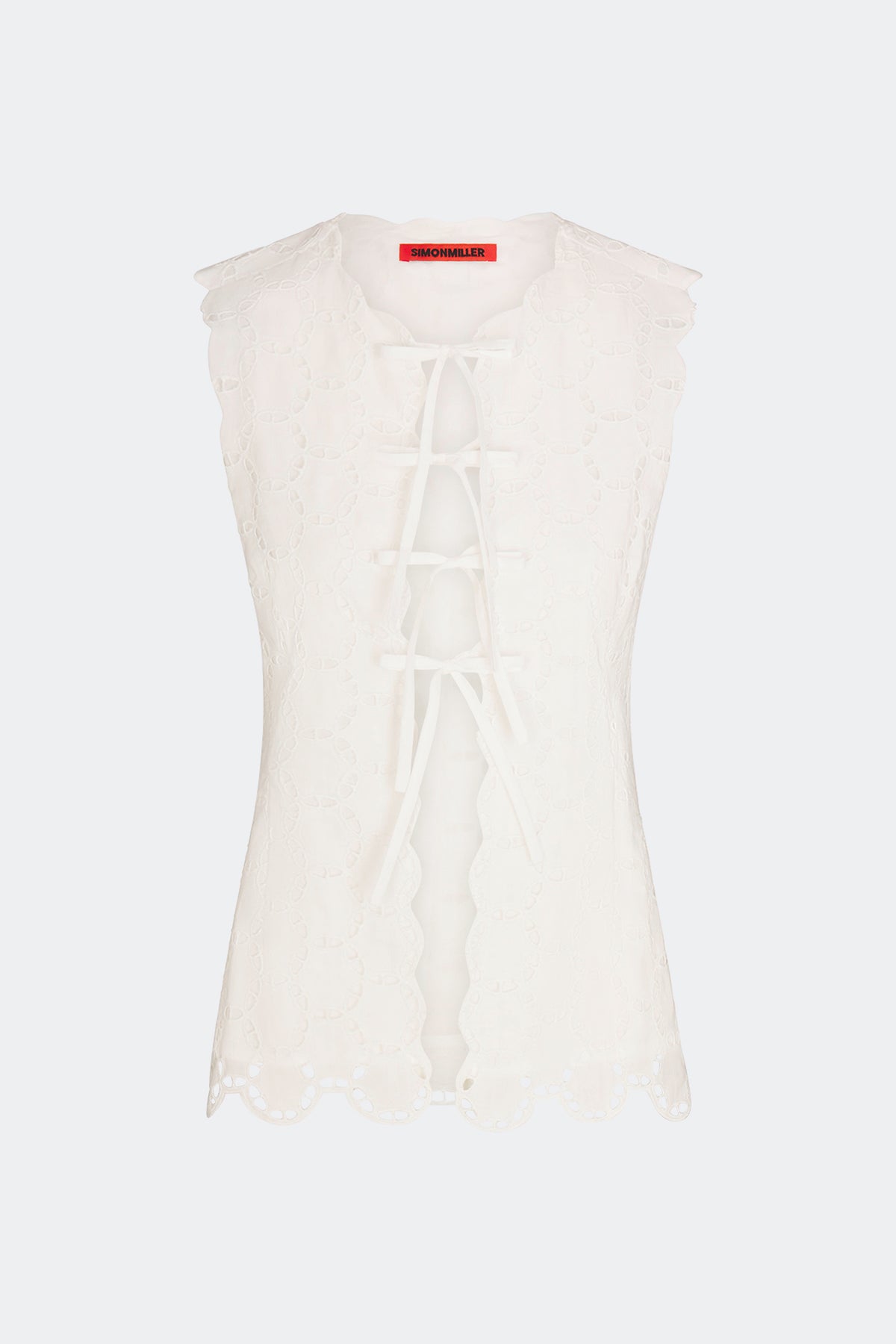 Delilah Eyelet Tie Top In Macadamia