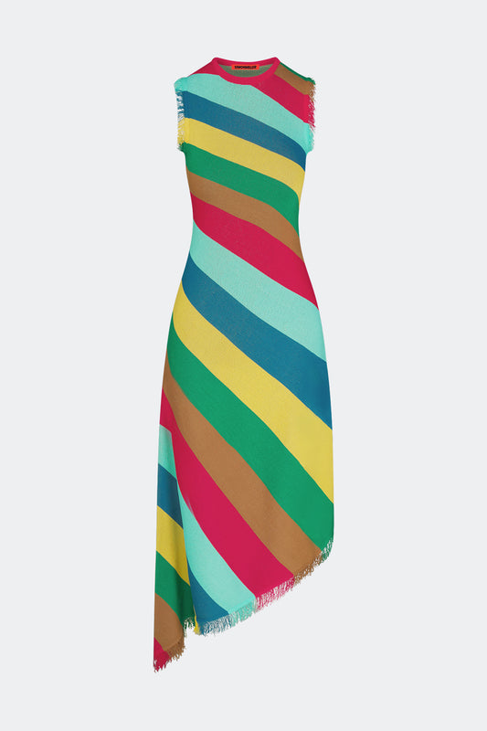 Elena Knit Dress In Vibrant Multi Stripe