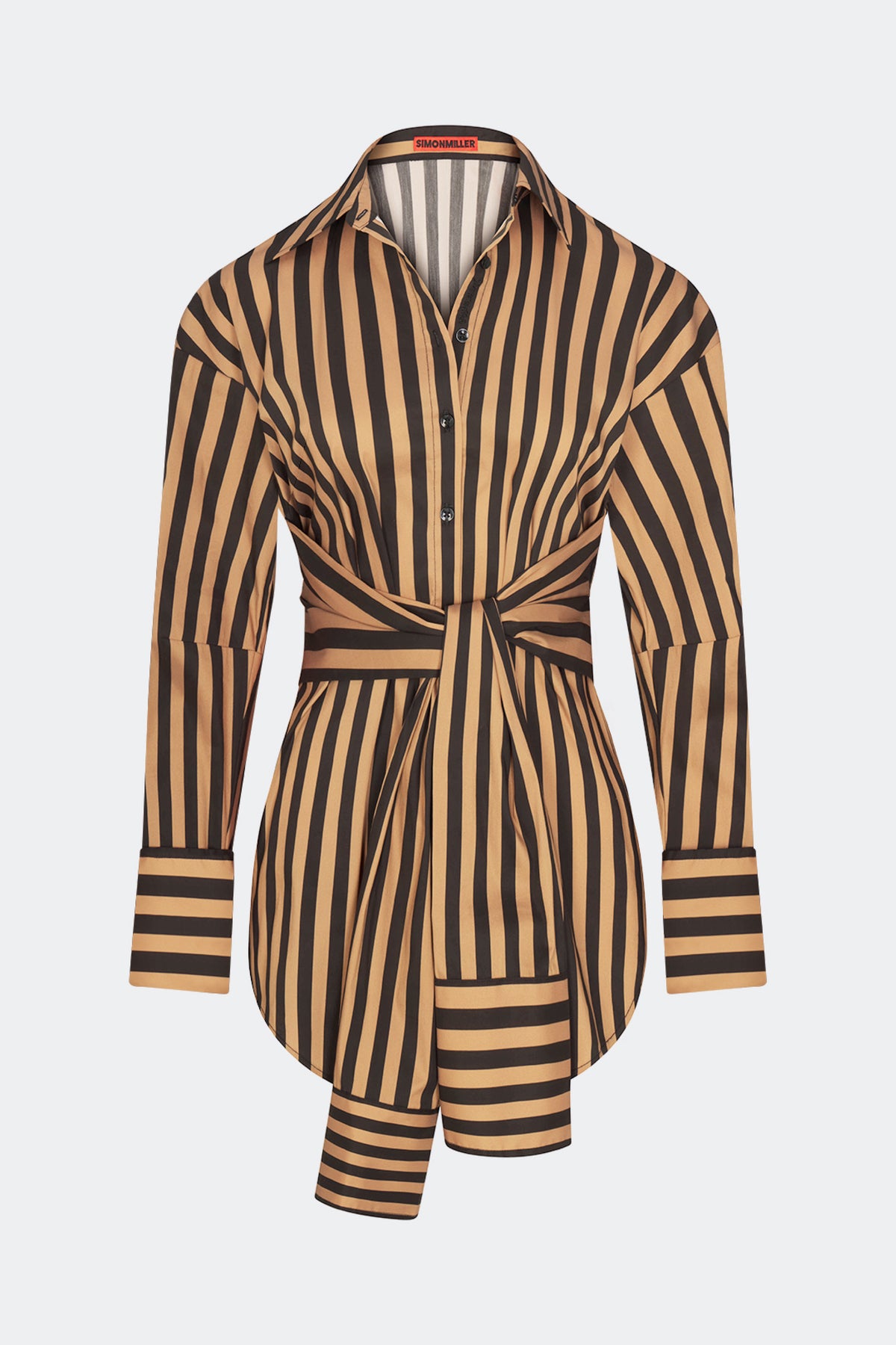 Inna Poplin Top In Black/Tan Stripe