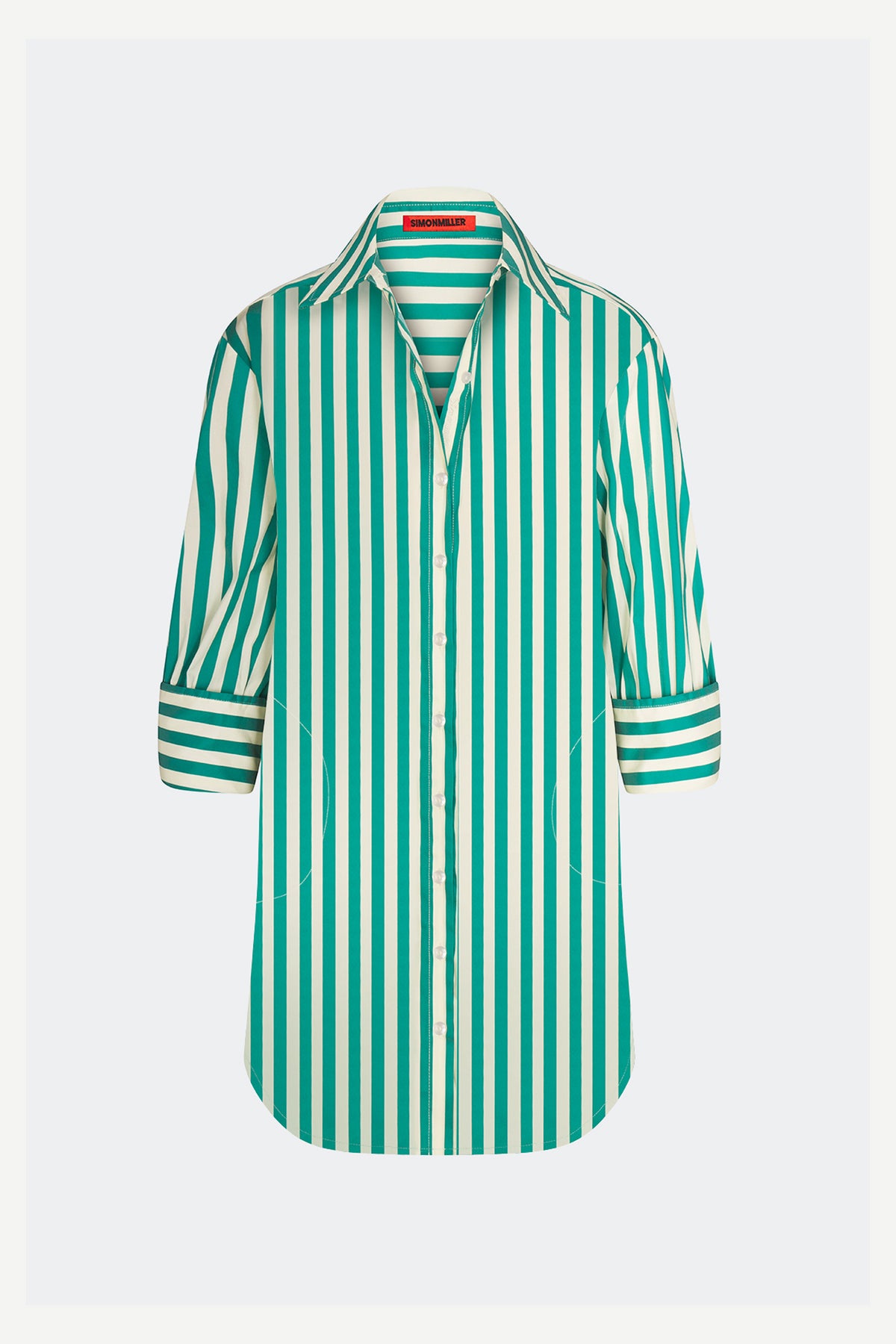 Kena Poplin Dress In Teal/Cream Stripe