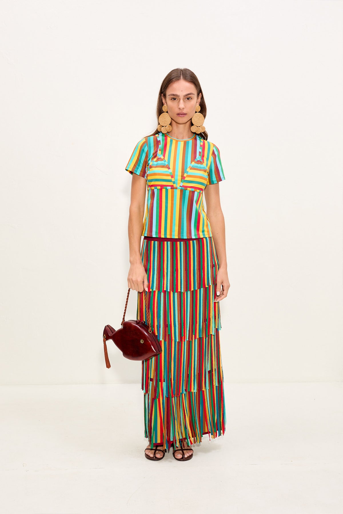 Kini Striped Tee In Vibrant Multi Stripe