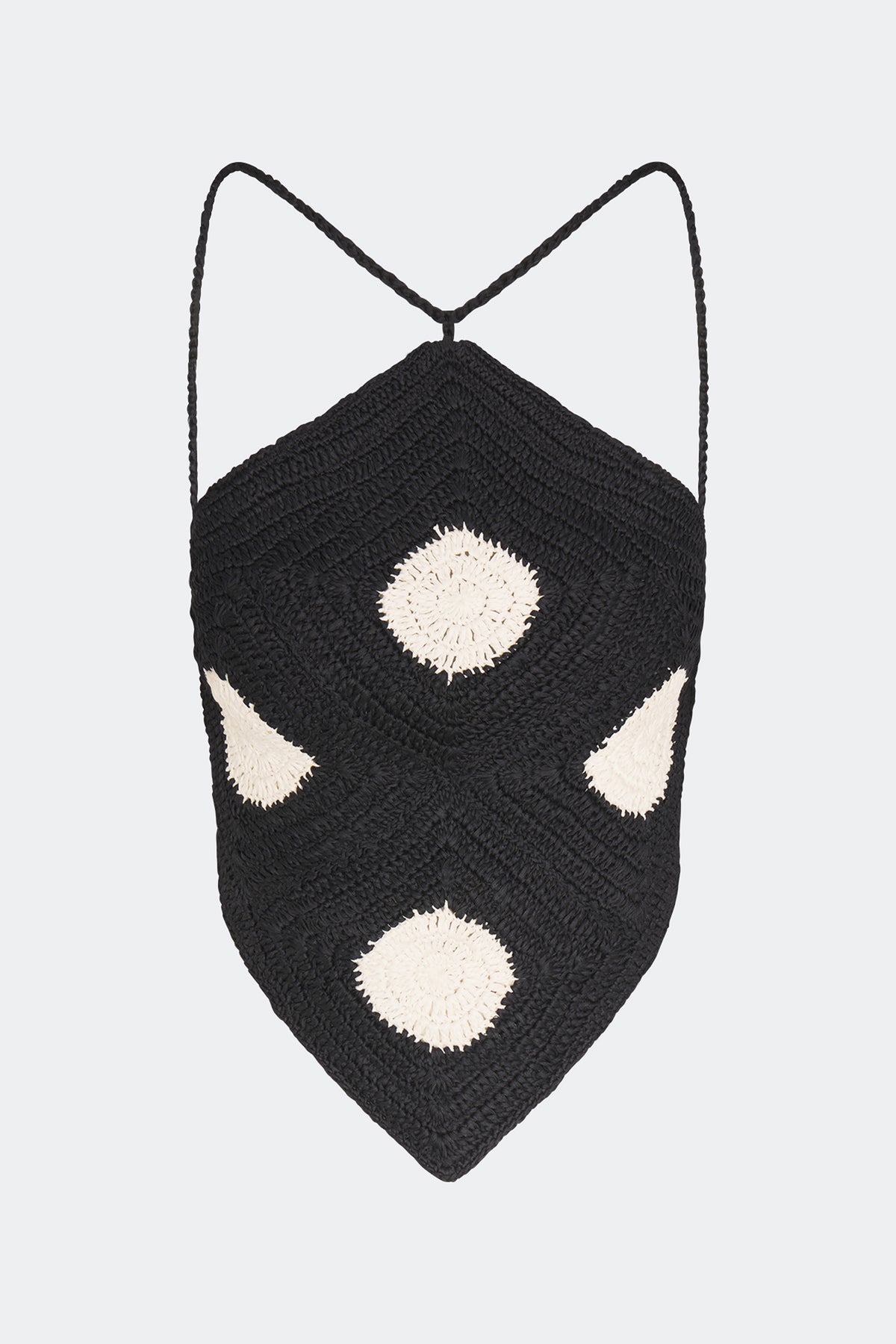 Kit Crochet Top In Black/Macadamia Polka Dot