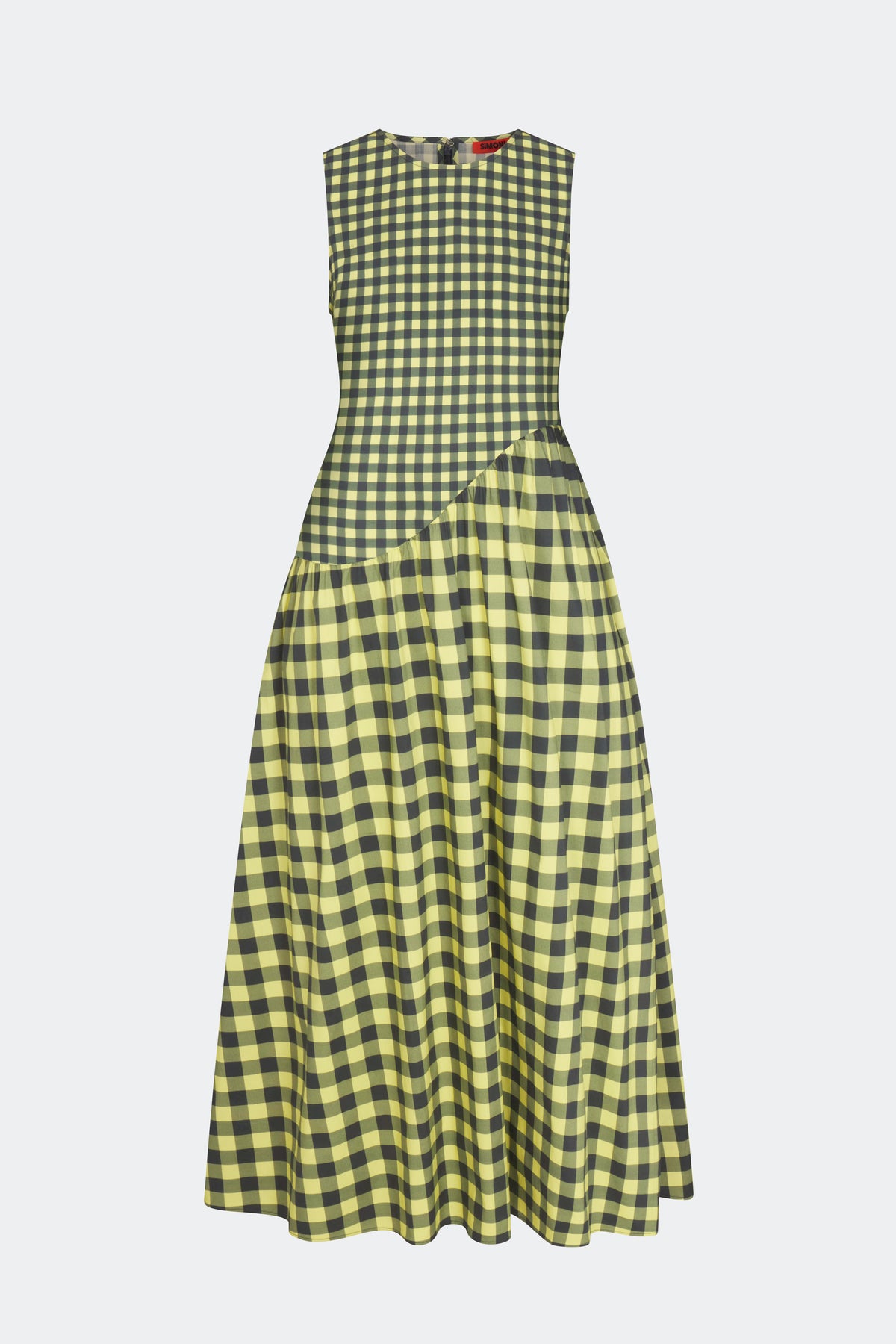 Laurel Poplin Midi Dress In Peridot/Ebony Gingham