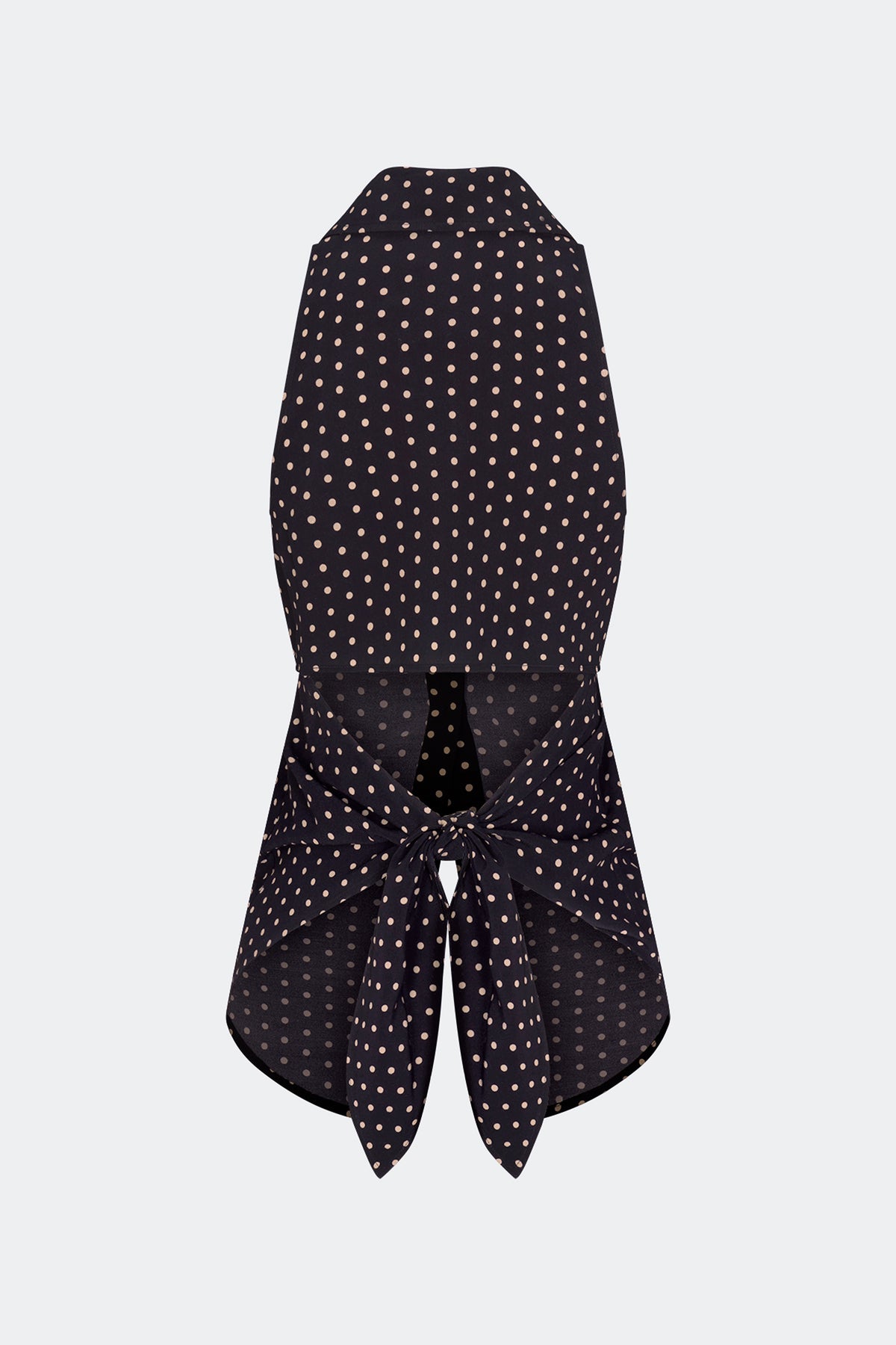Loch Sleeveless Crepe Button Up In Black/Tan Polka Dot
