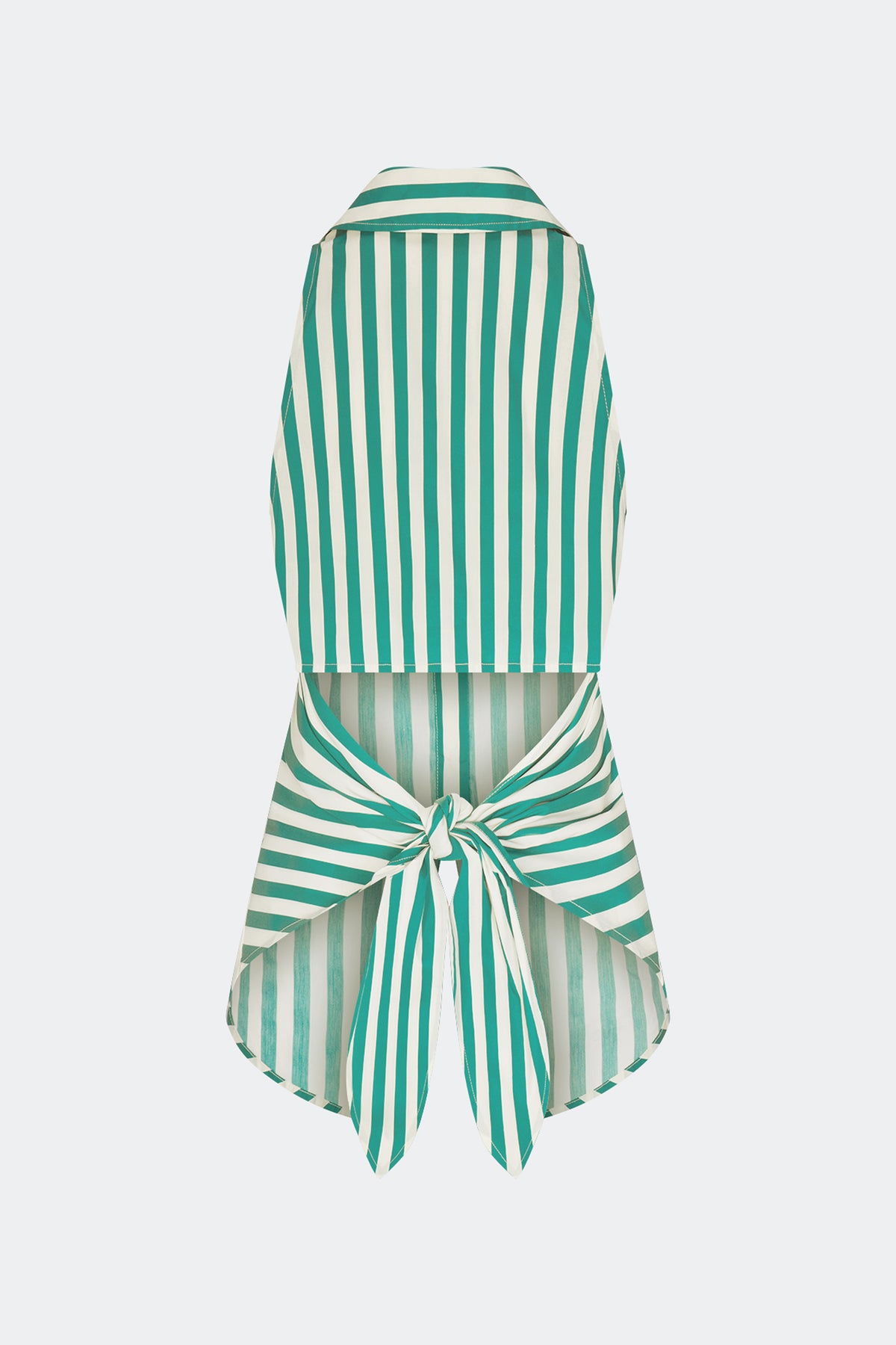 Loch Sleeveless Poplin Button Up In Teal/Cream Stripe
