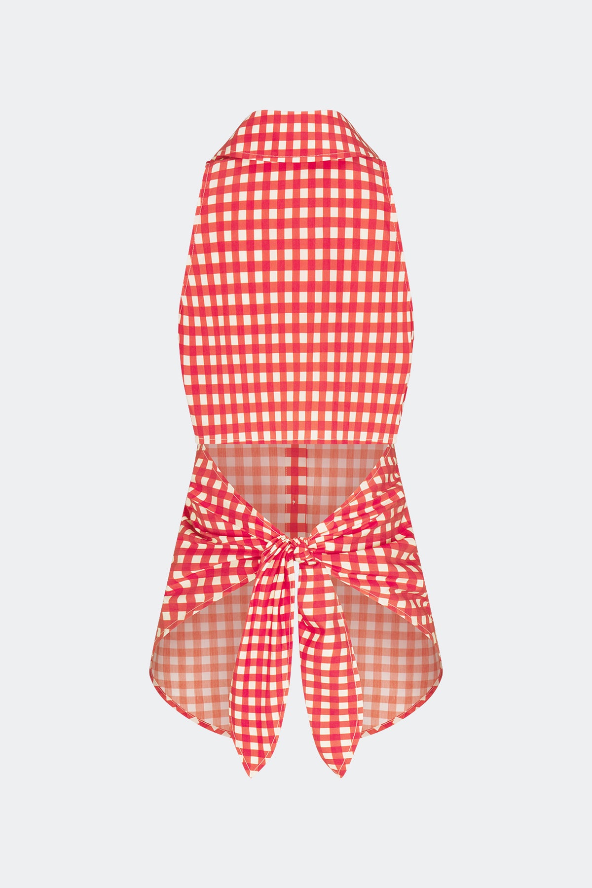 Loch Sleeveless Poplin Button Up In Tomato/White Gingham
