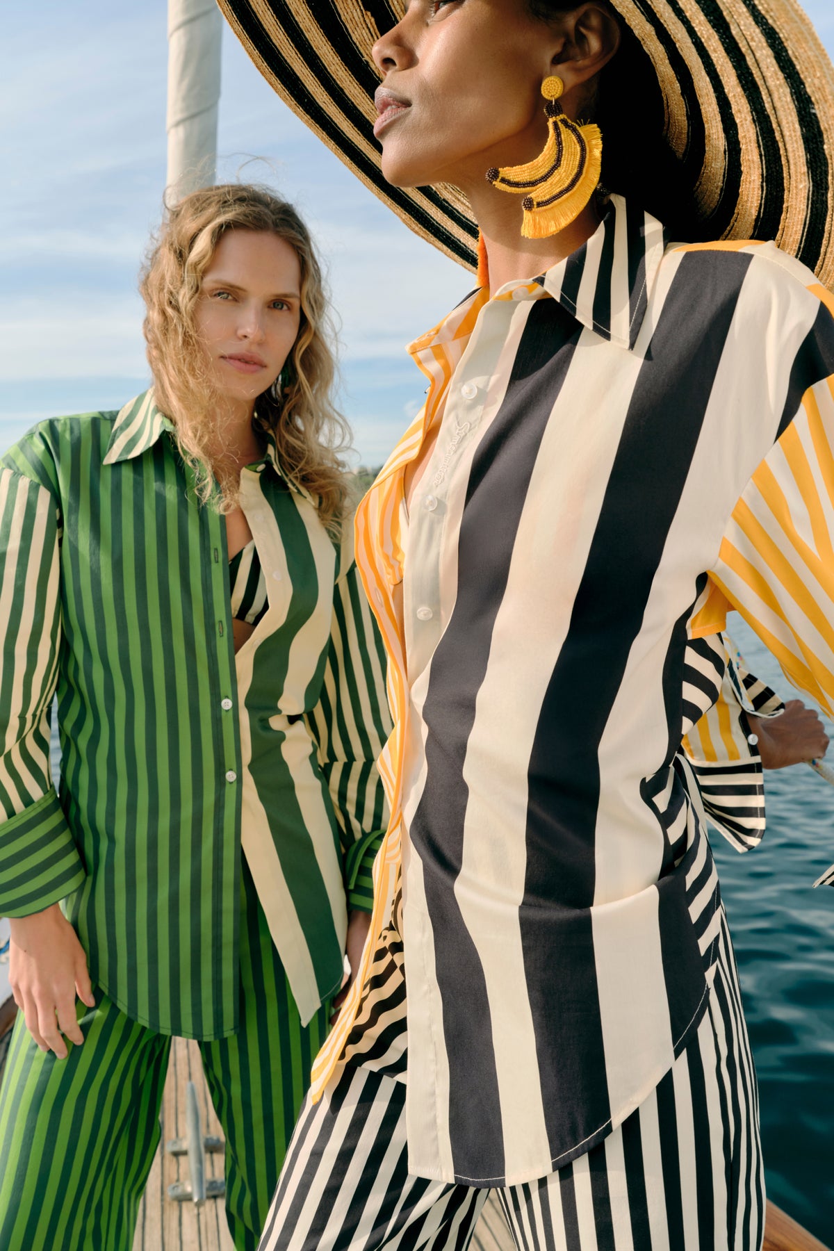 Loch Poplin Button Up in Sungold Stripe Combo