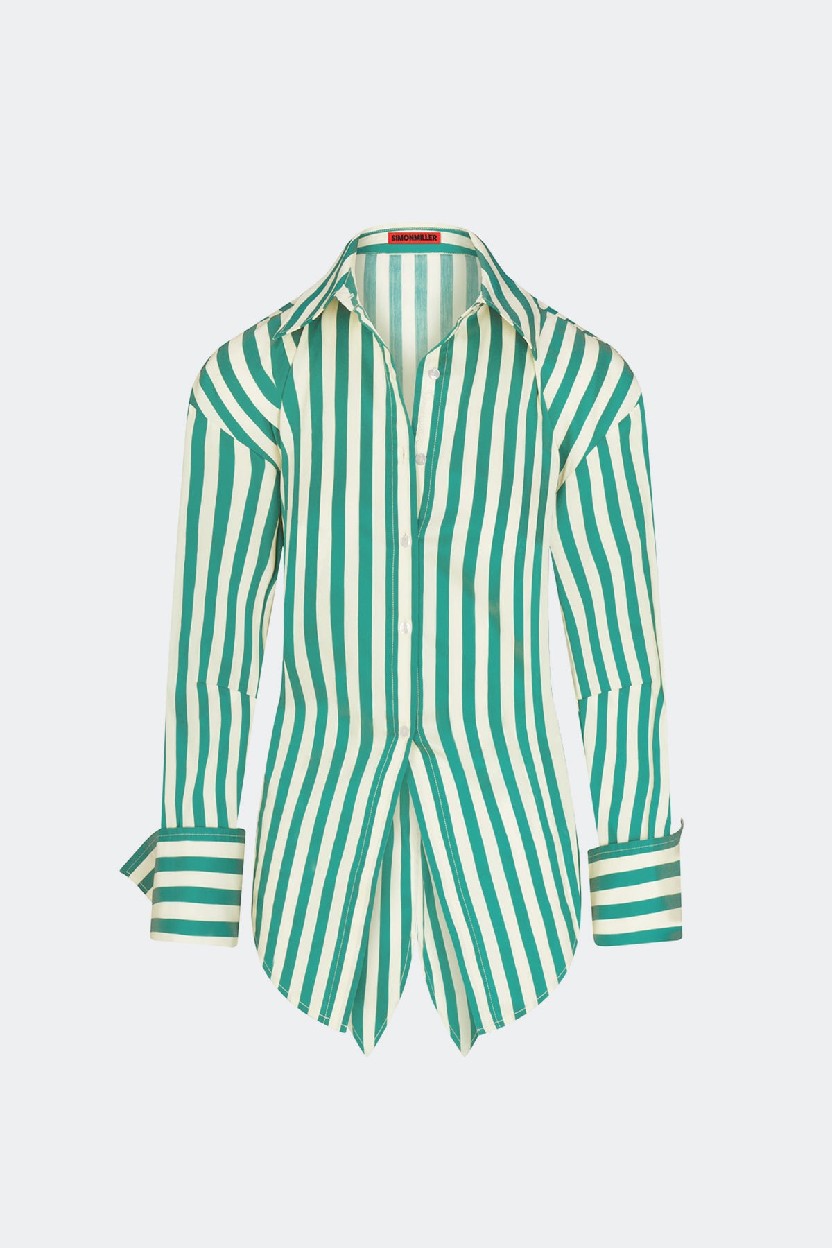 Loch Poplin Button Up In Teal/Cream Stripe
