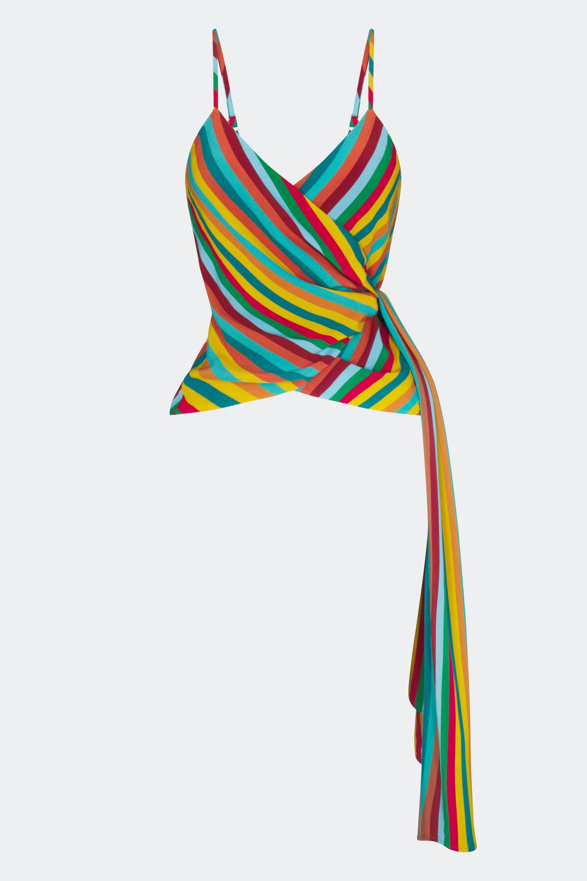 Marlowe Crepe Tie Tank In Vibrant Multi Stripe