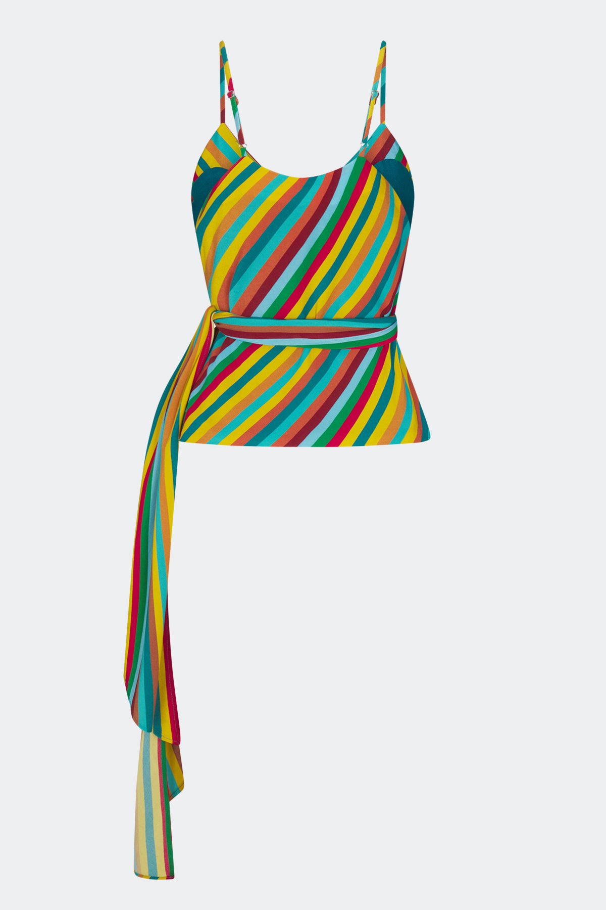 Marlowe Crepe Tie Tank In Vibrant Multi Stripe
