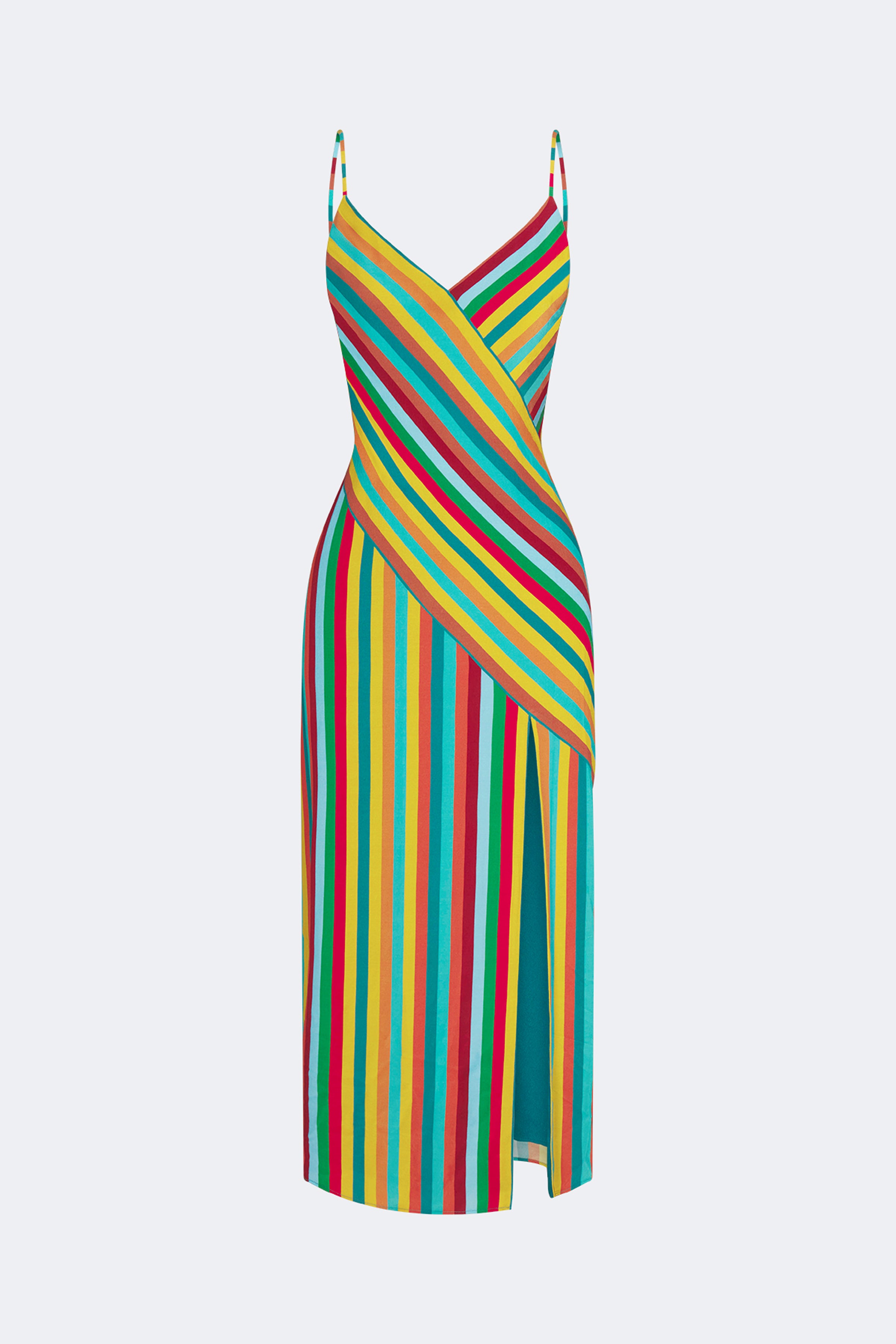 Maude Crepe Dress In Vibrant Multi Stripe – Simon Miller