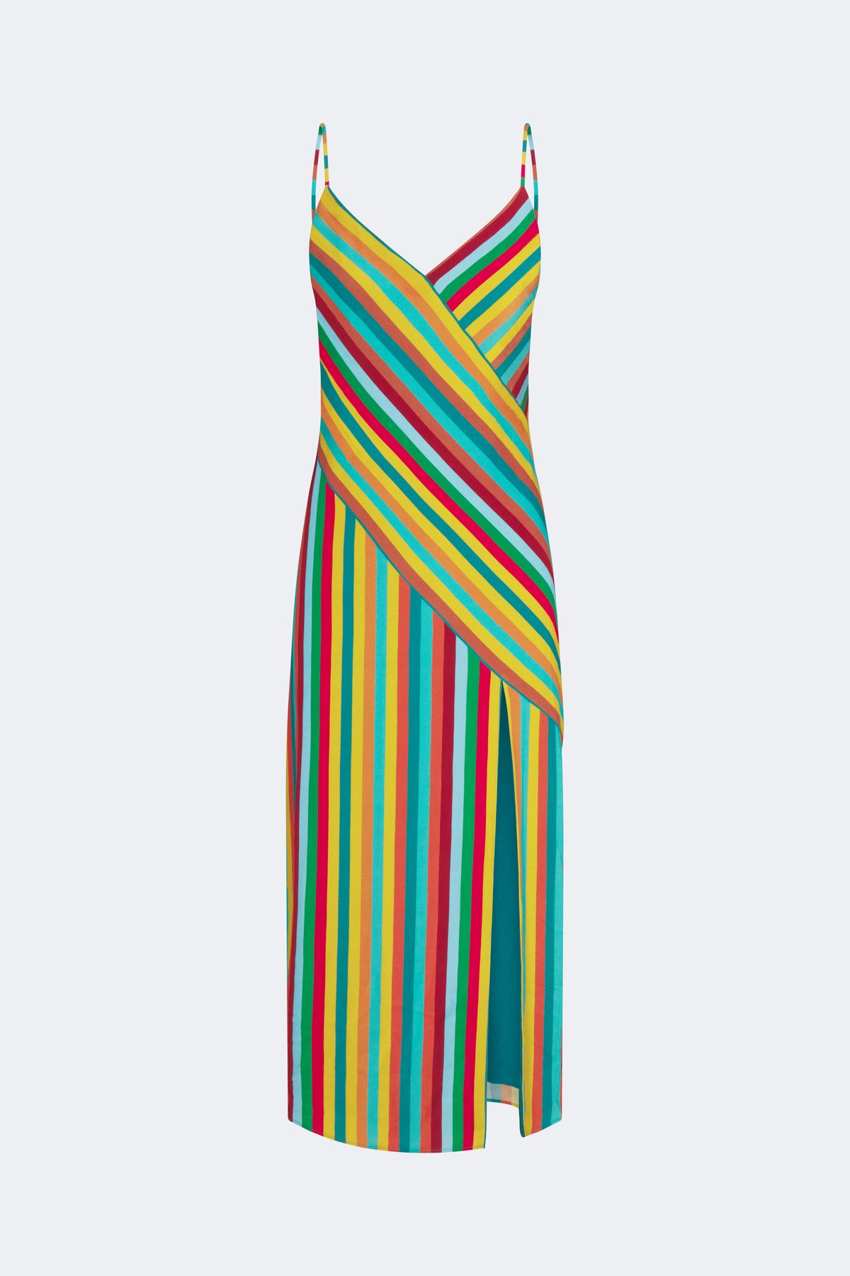 Maude Crepe Dress In Vibrant Multi Stripe